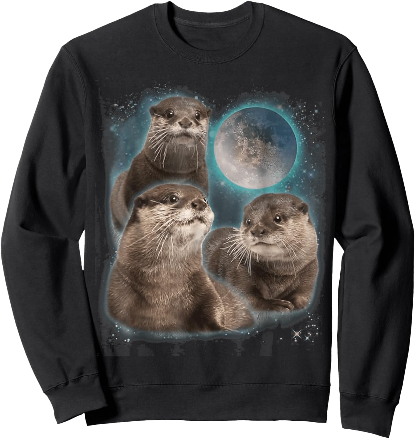 Three Otters Moon Howling Sweatshirt - Sweatshirt | Black