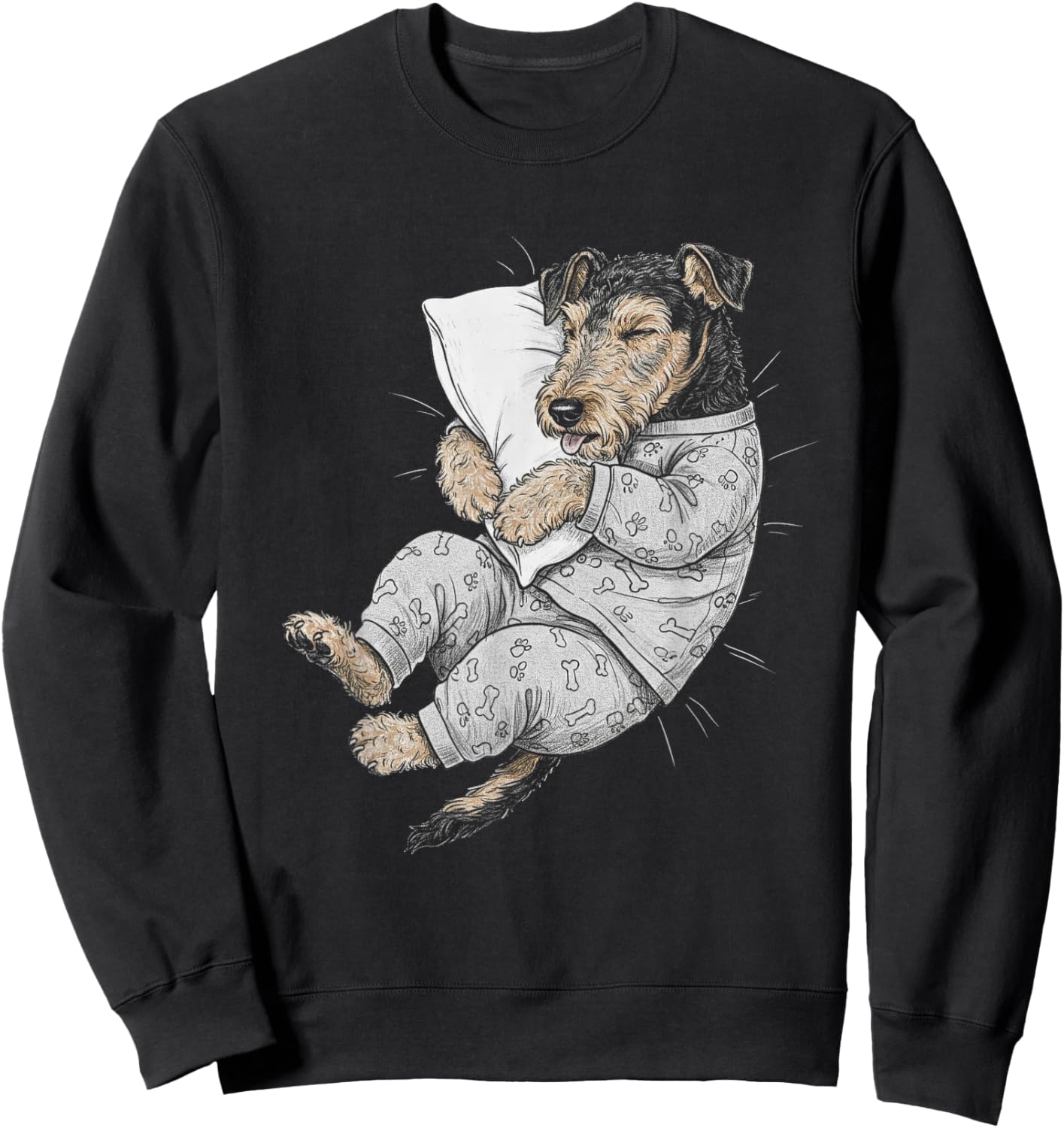Funny Sleepy Airedale Terrier Pajama Men Women Kids Sweatshirt - Sweatshirt | Black