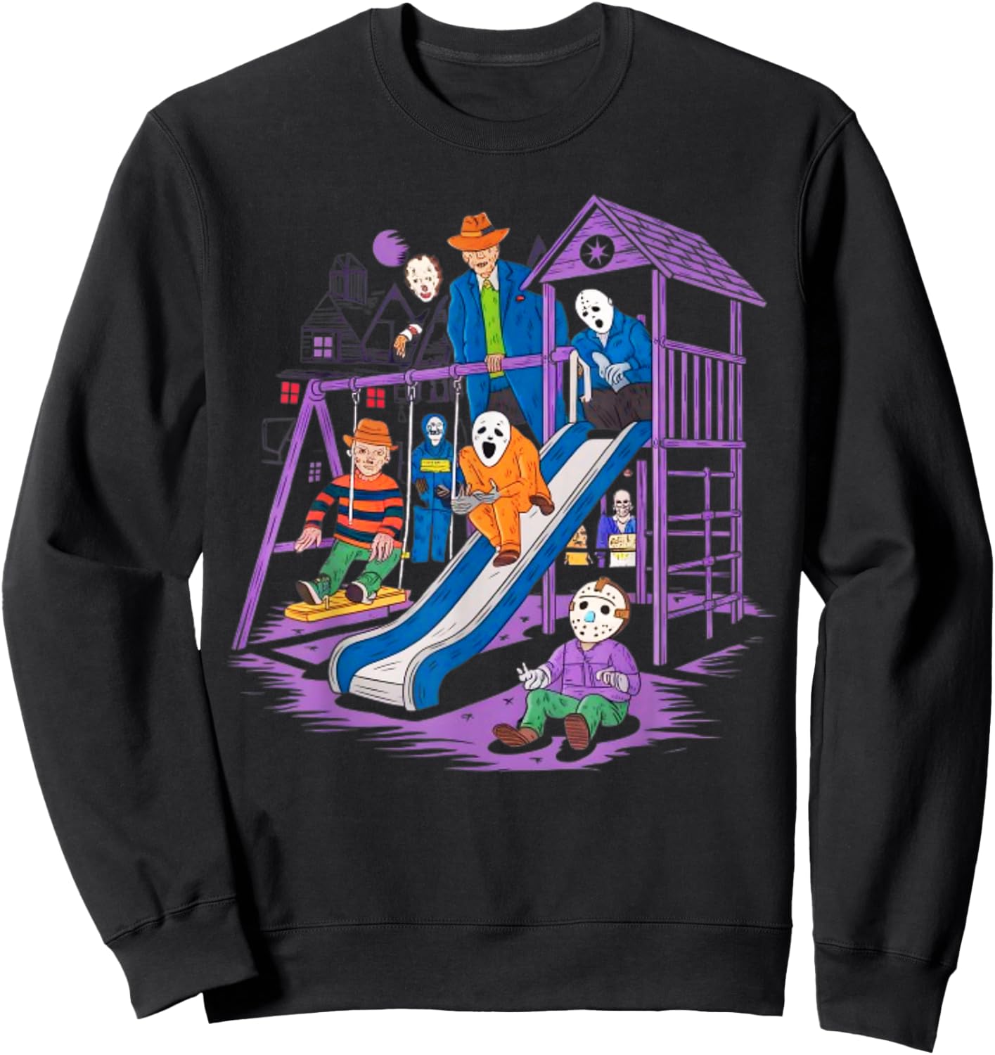Horror Clubhouse In Park Halloween 2025 Costume Present Sweatshirt - Sweatshirt | Black
