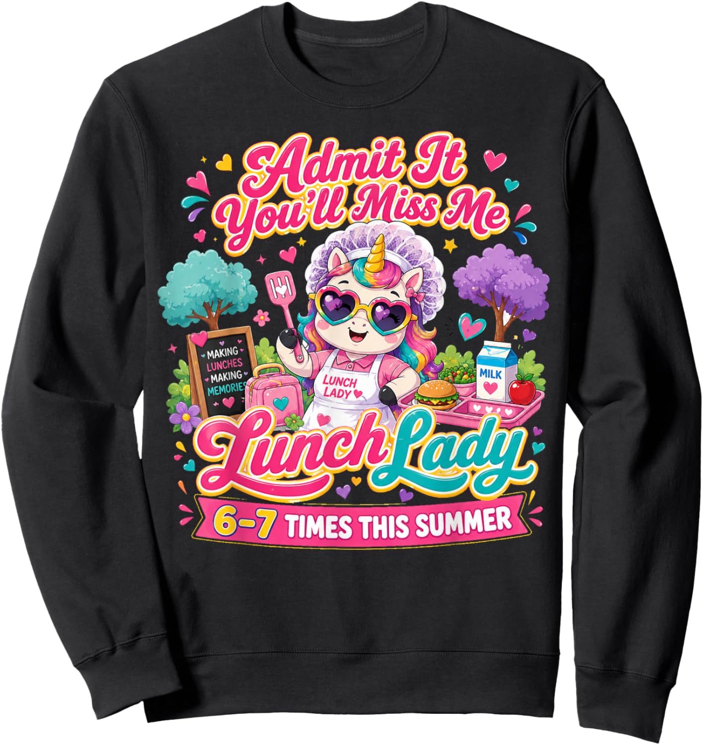 Lunch Lady Admit It You'll Miss Me 6-7 Times This Summer Sweatshirt - Sweatshirt | Black