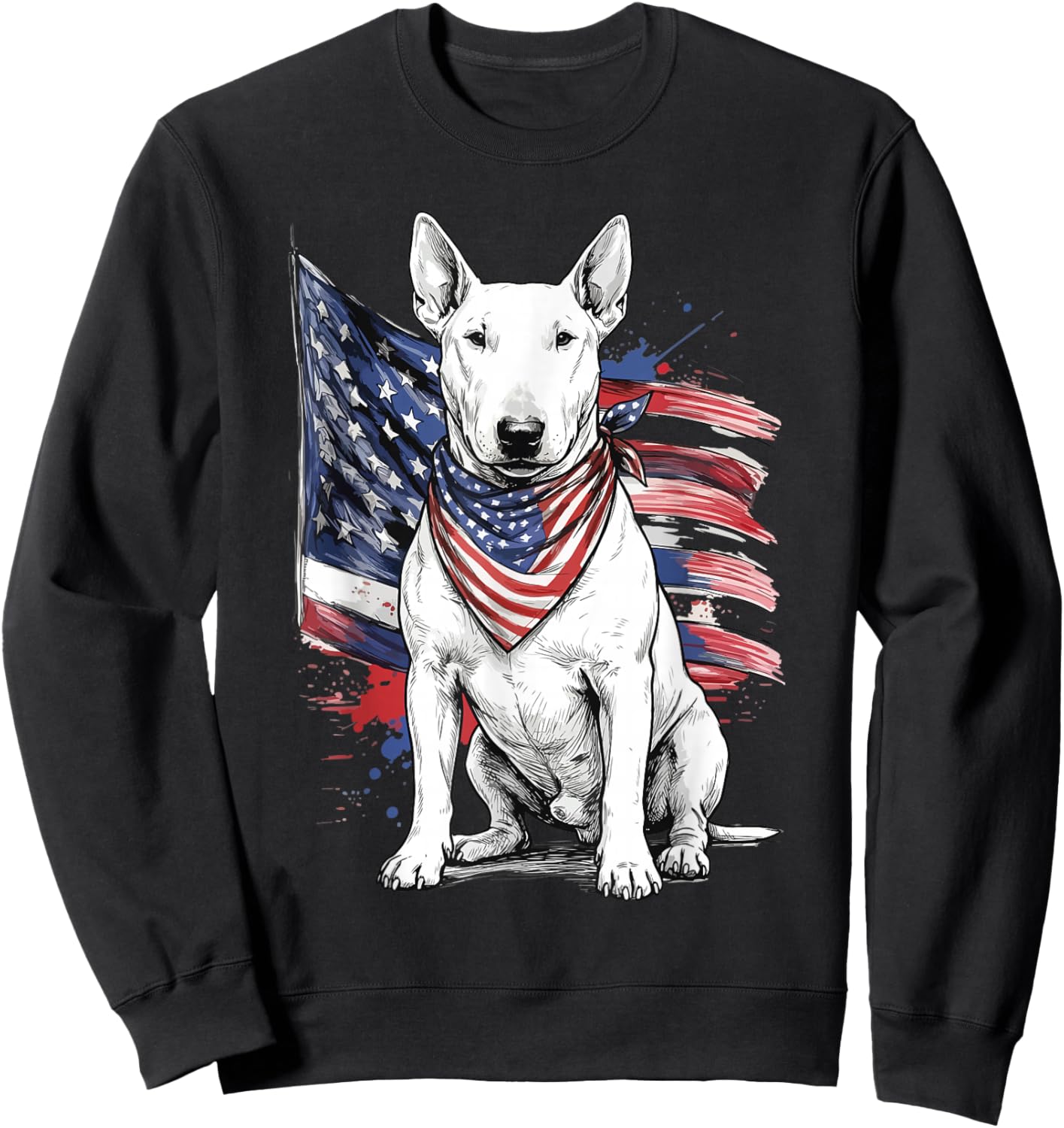 Bull Terrier 4th of July Patriotic Dog Sweatshirt - Sweatshirt | Black