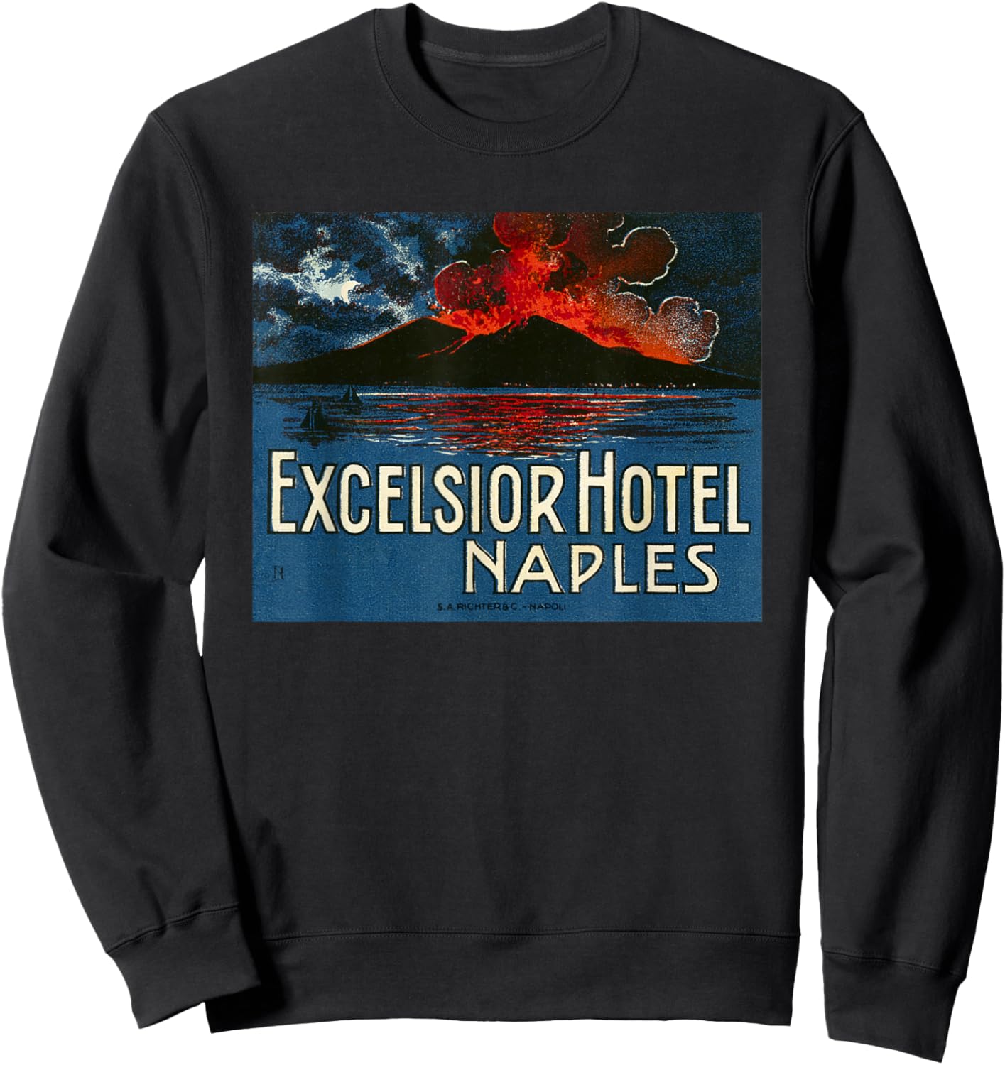 Excelsior Hotel Naples – Vintage Italy Coastal Design Sweatshirt - Sweatshirt | Black