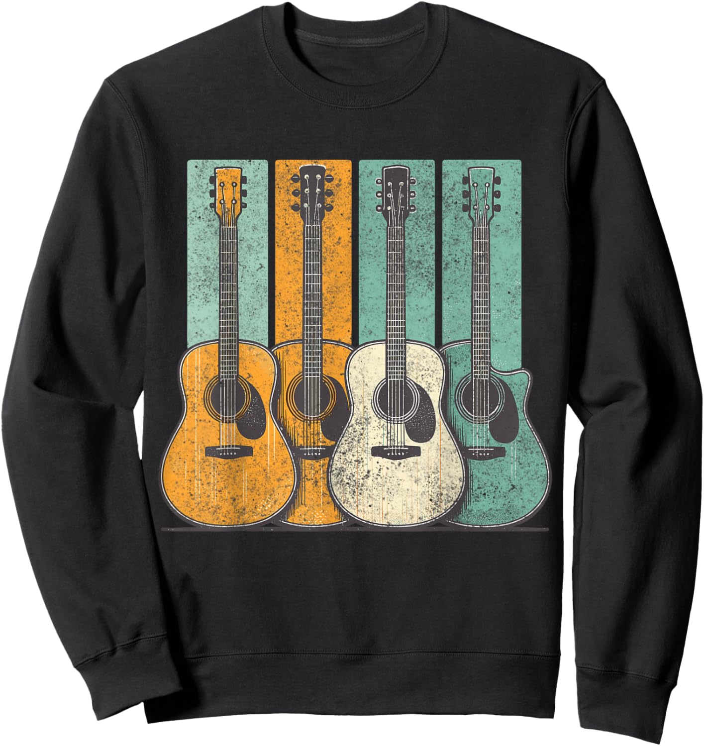 Acoustic Guitar Vintage Guitarist Music Sweatshirt - Sweatshirt | Black