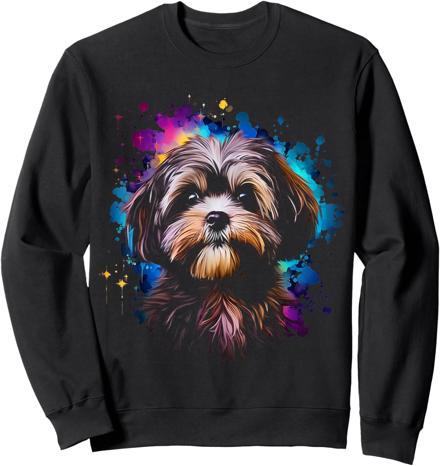 Shih Tzu Graphic Pet Illustration Dog Shih Tzu Sweatshirt - Sweatshirt | Black
