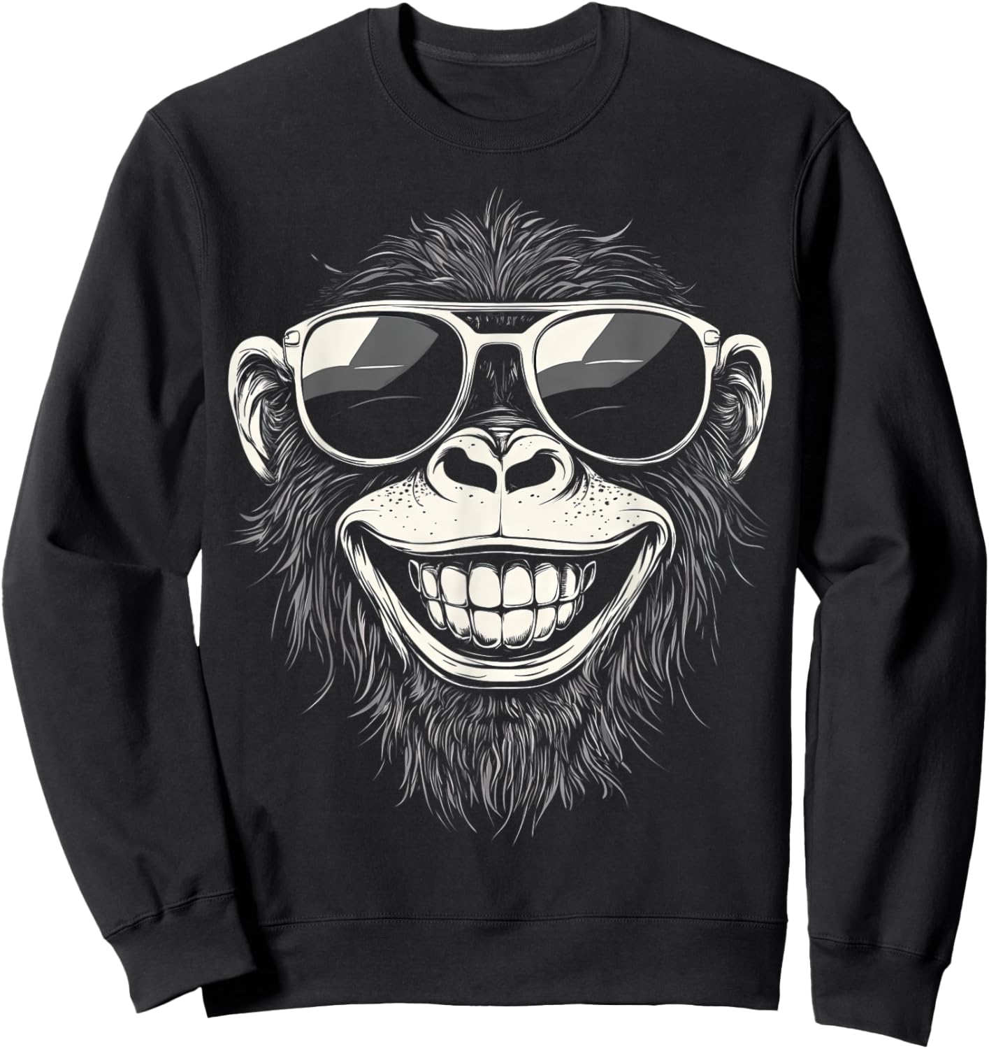 Funny Monkey with sunglasses cool Graffiti Urban art street Sweatshirt - Sweatshirt | Black