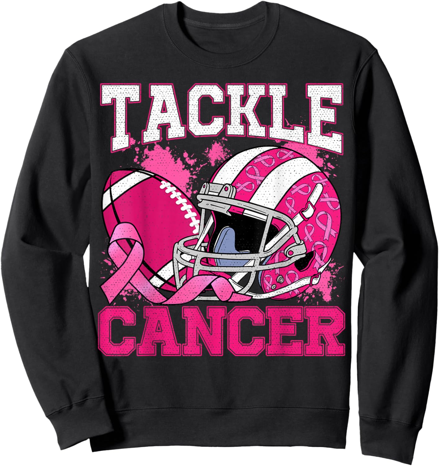 Tackle Breast Cancer Football Pink Breast Cancer Awareness Sweatshirt - Sweatshirt | Black