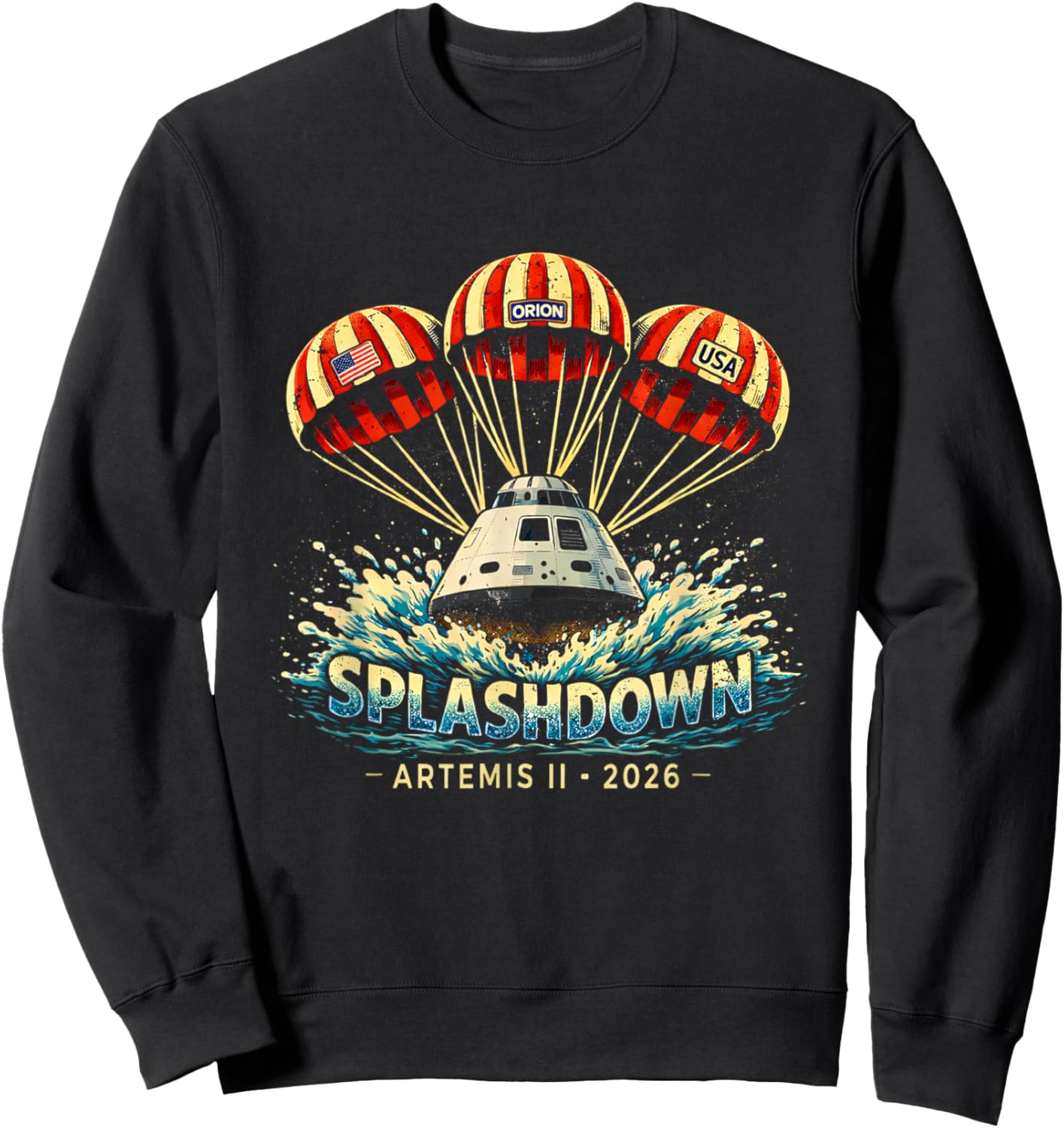 Artemis II Orion Moon Mission Splashdown Sweatshirt - Sweatshirt | Black