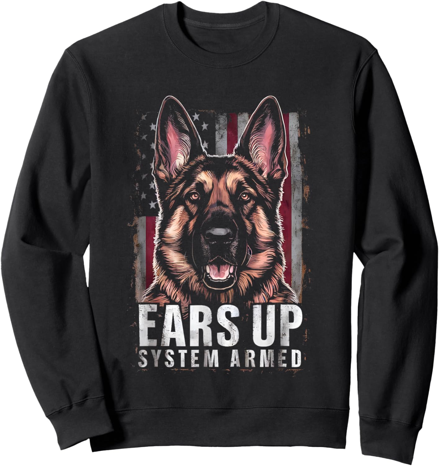 Funny German Shepherd Mom Service Dog Ears Up System Armed Sweatshirt - Sweatshirt | Black