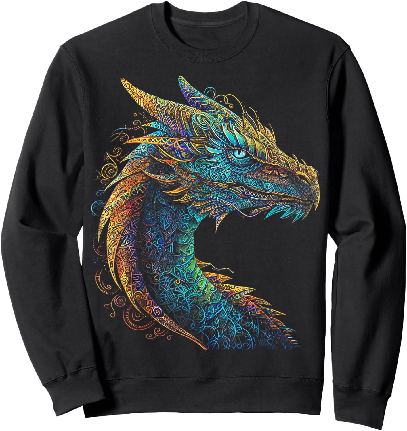 Drachen-Mandala-Kunst Buntes Tier abstrakte Grafik Drache Sweatshirt - Sweatshirt | Black