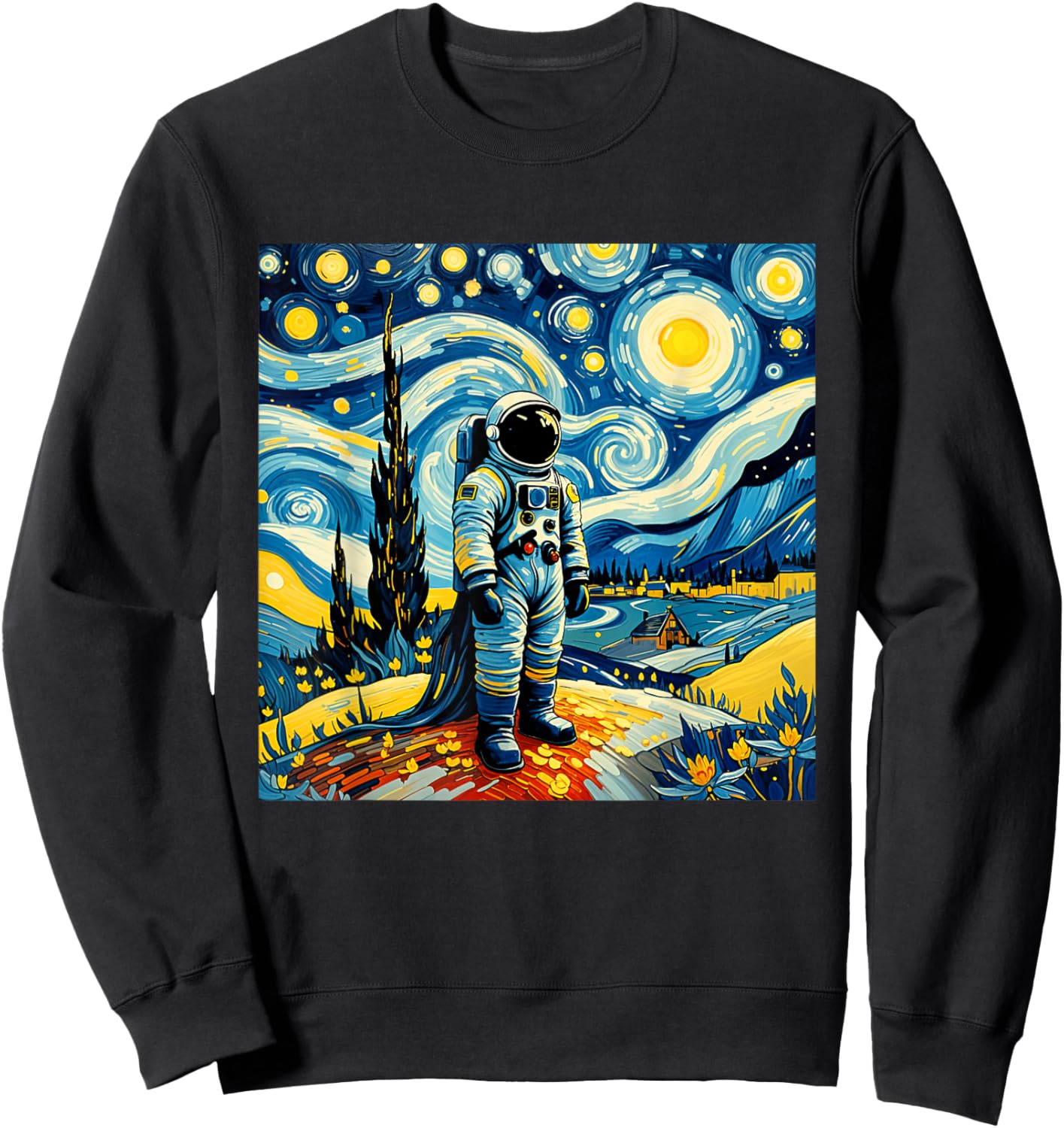 Van Gogh Starry Night Astronaut space lovers Sweatshirt - Sweatshirt | Black