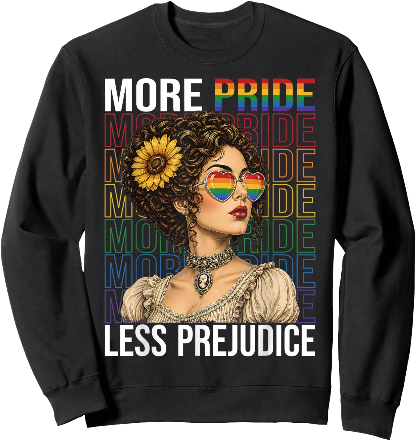 More Pride Less Prejudice LGBTQ Pride Month Gay Pride Sweatshirt - Sweatshirt | Black