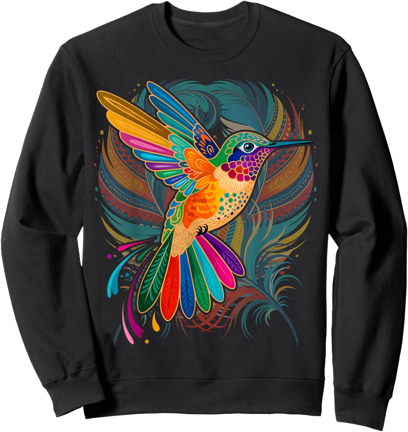 Hummingbird Indian Tribal Art Indigenous Sweatshirt - Sweatshirt | Black