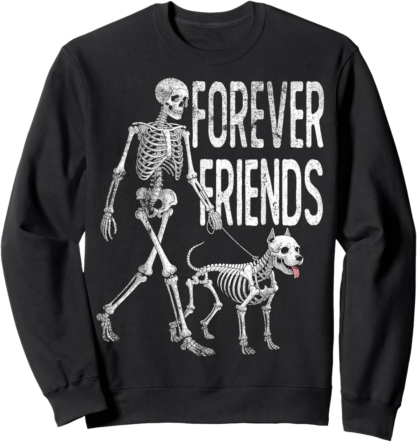 Friends Forever Skeleton Dog Lover Vintage Style Sweatshirt - Sweatshirt | Black