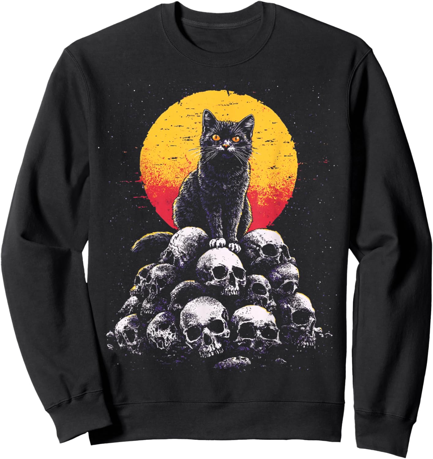 Dark Cat Black Gothic Skeleton Mountain Gothic Art Sweatshirt - Sweatshirt | Black