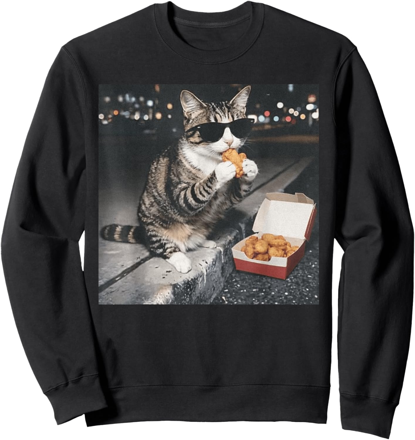 Cat Chicken Nugget Sweatshirt - Sweatshirt | Black