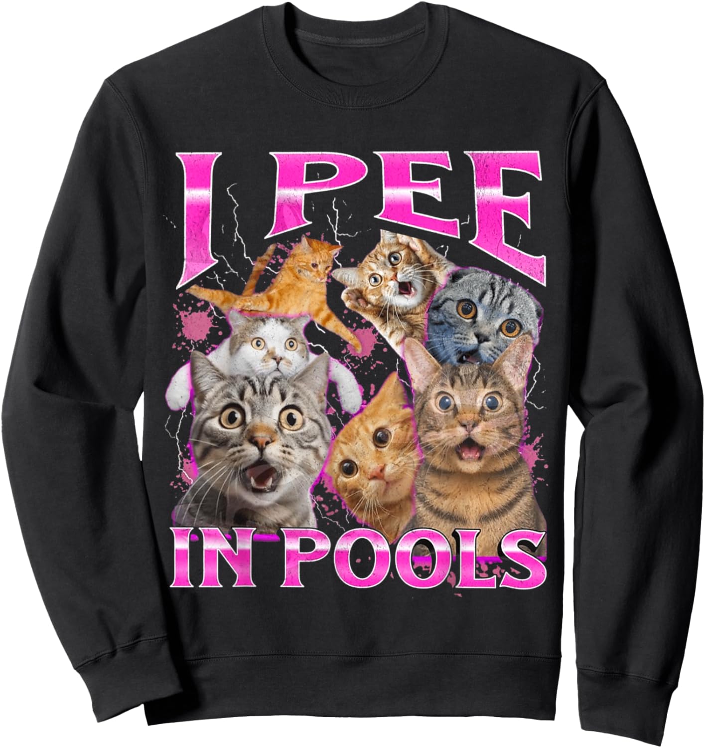 I Pee in Pools Cat Funny Meme Cute Sweatshirt - Sweatshirt | Black