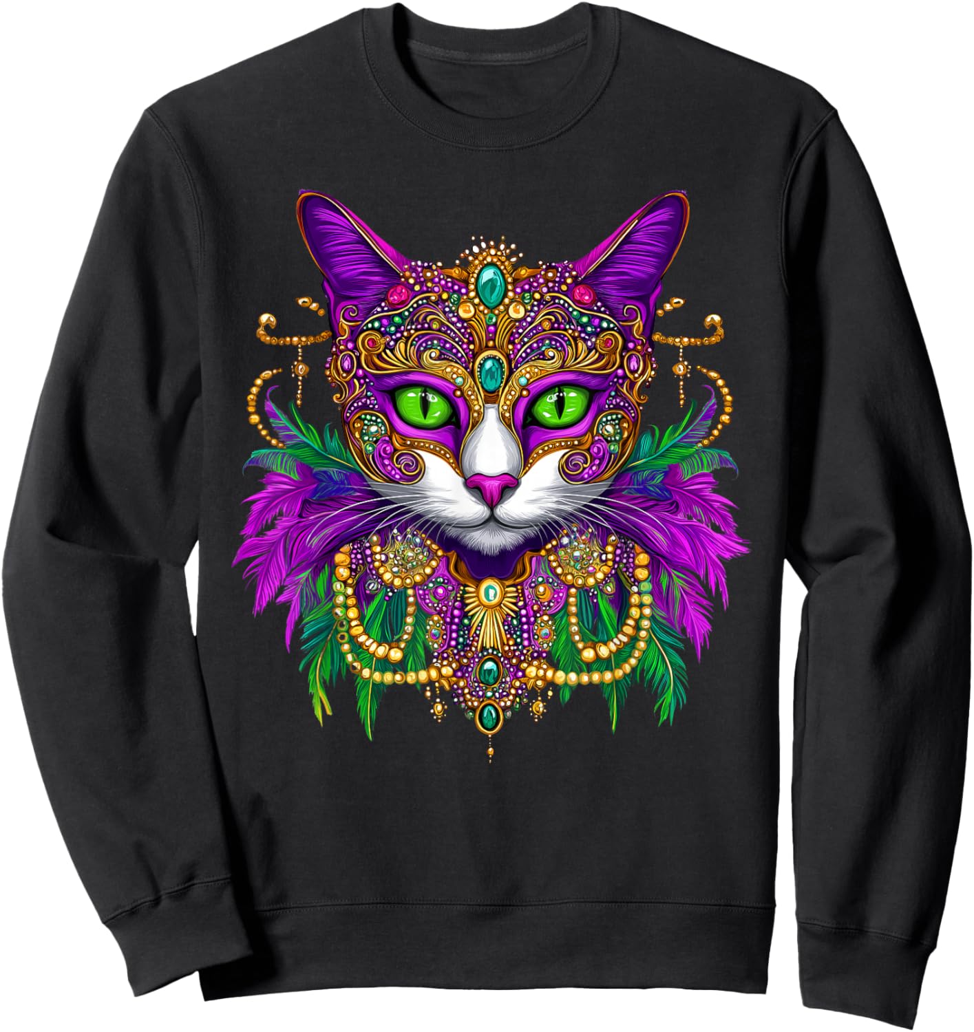 Meowdi Gras Mardi Gras Cat Lover New Orleans Louisiana Men Women Kids Sweatshirt - Sweatshirt | Black