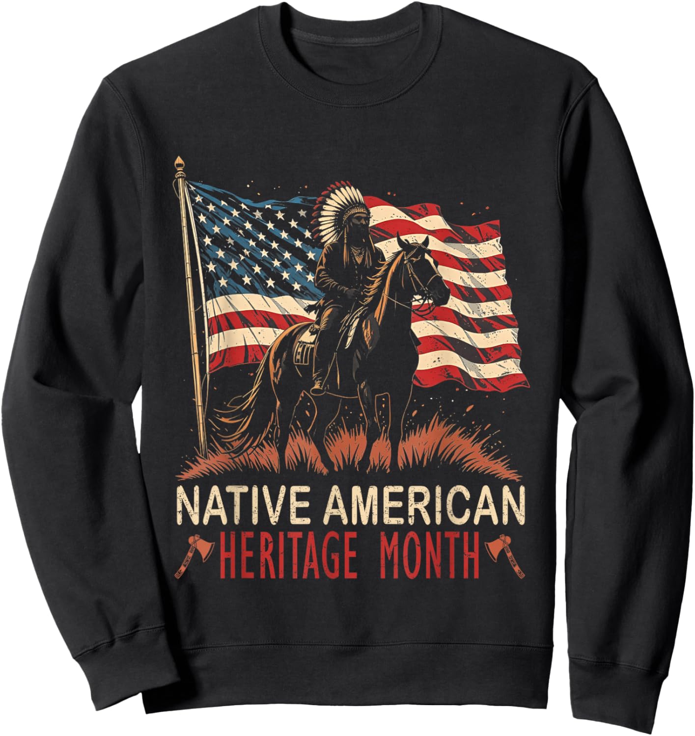 National Native American Heritage Month Cool Vintage History Sweatshirt - Sweatshirt | Black