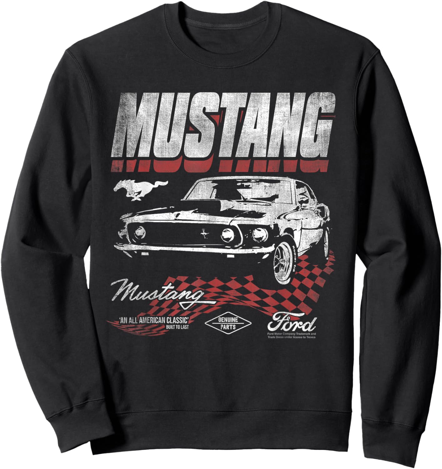 Ford Mustang Checkered Race Sweatshirt - Sweatshirt | Black
