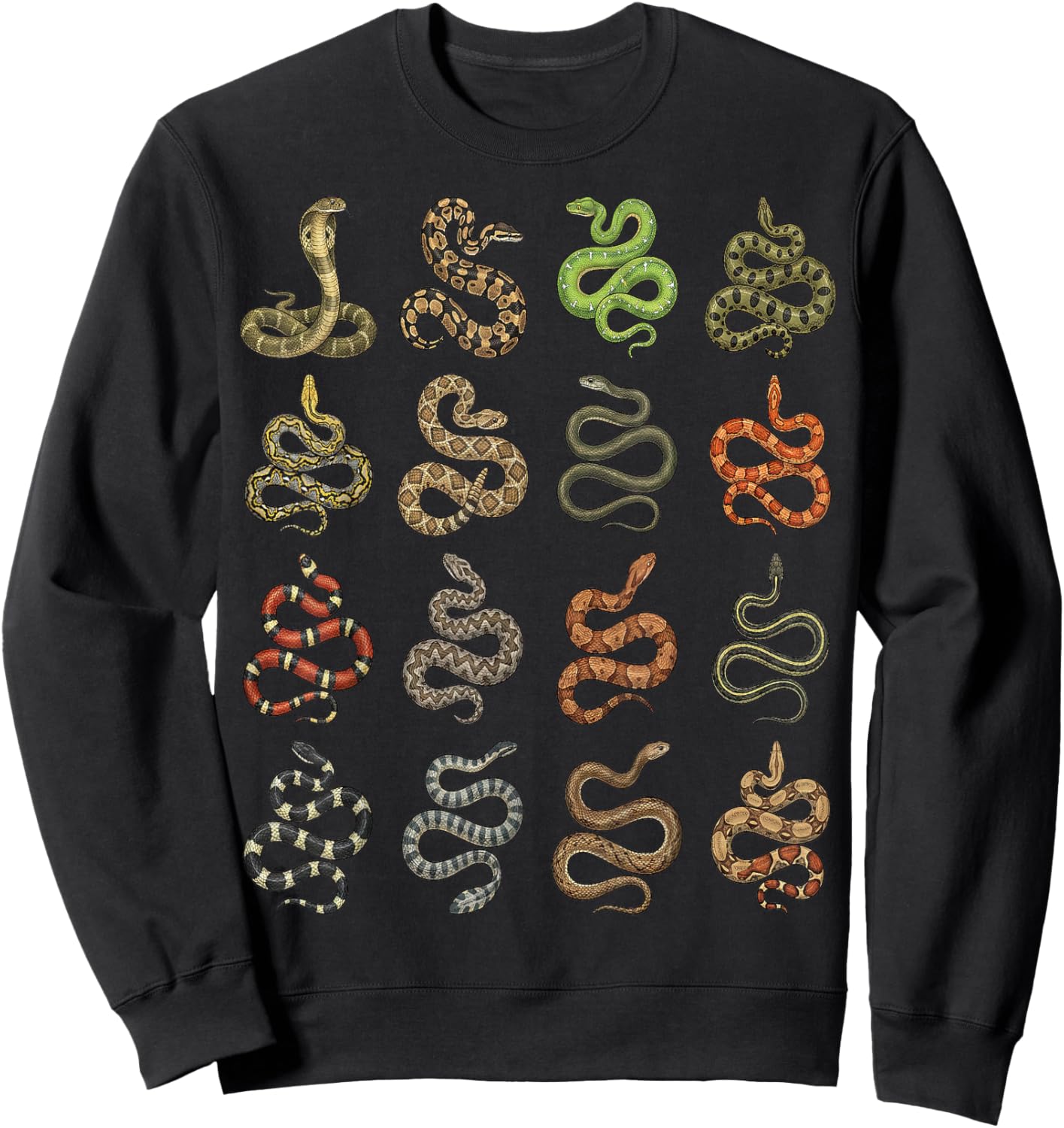 Types of Snakes Chart – Herpetology Species Sweatshirt - Sweatshirt | Black