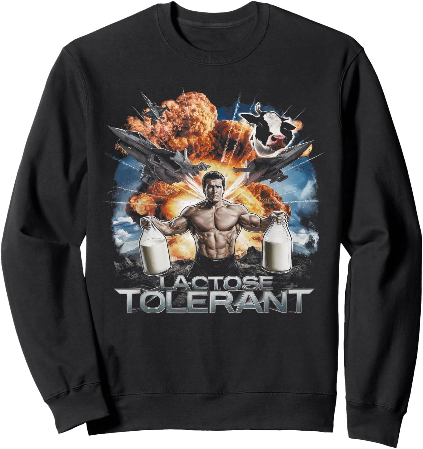 Lactose Tolerant Shirt Men Women Funny Meme Retro Pro-Dairy Sweatshirt - Sweatshirt | Black