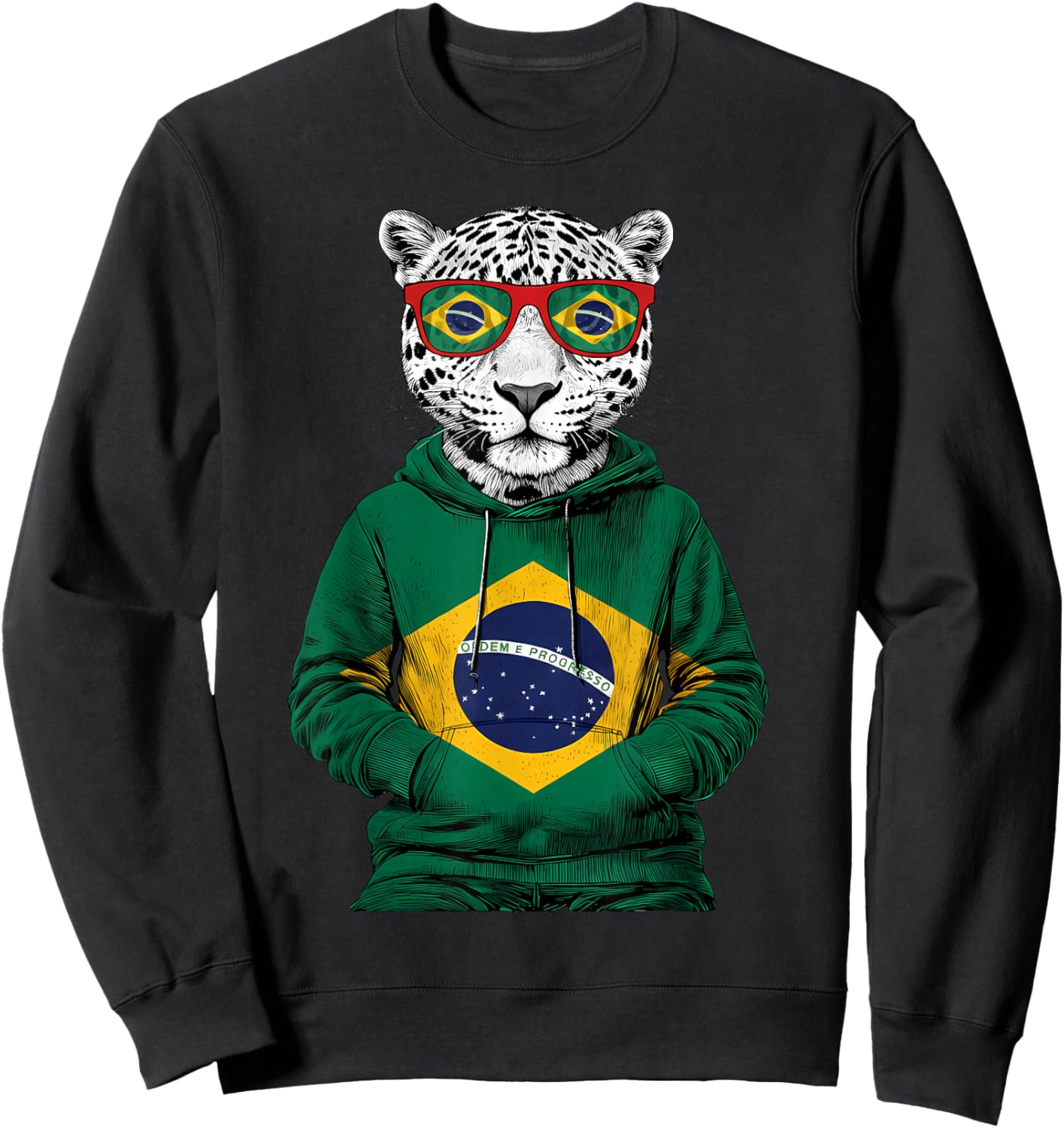Brazil Flag Leopard Brazilian Roots Brasilian Pride Brasil Sweatshirt - Sweatshirt | Black