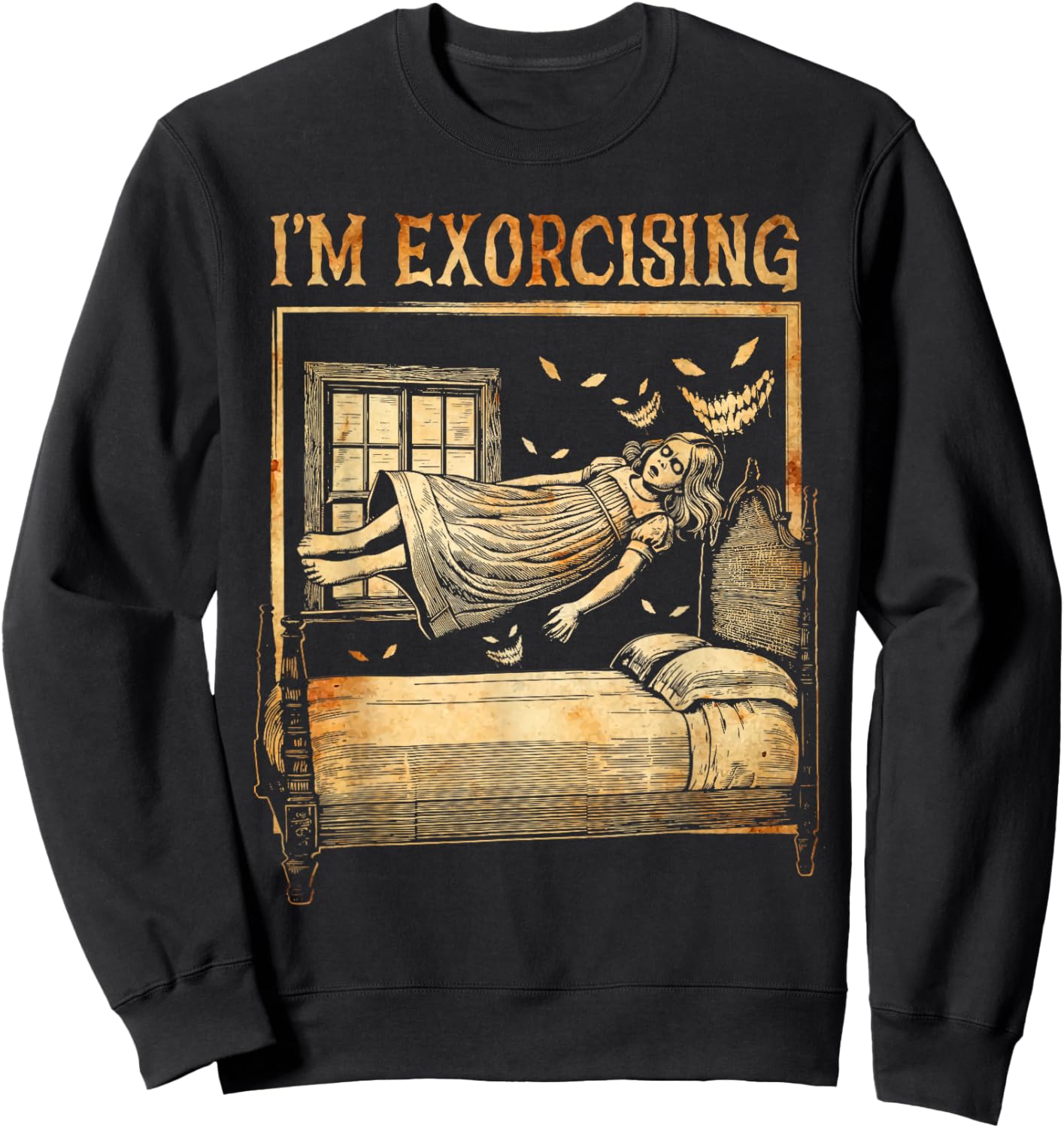 Halloween Fitness Horror Ghost I'm Exorcising Funny Gym Sweatshirt - Sweatshirt | Black