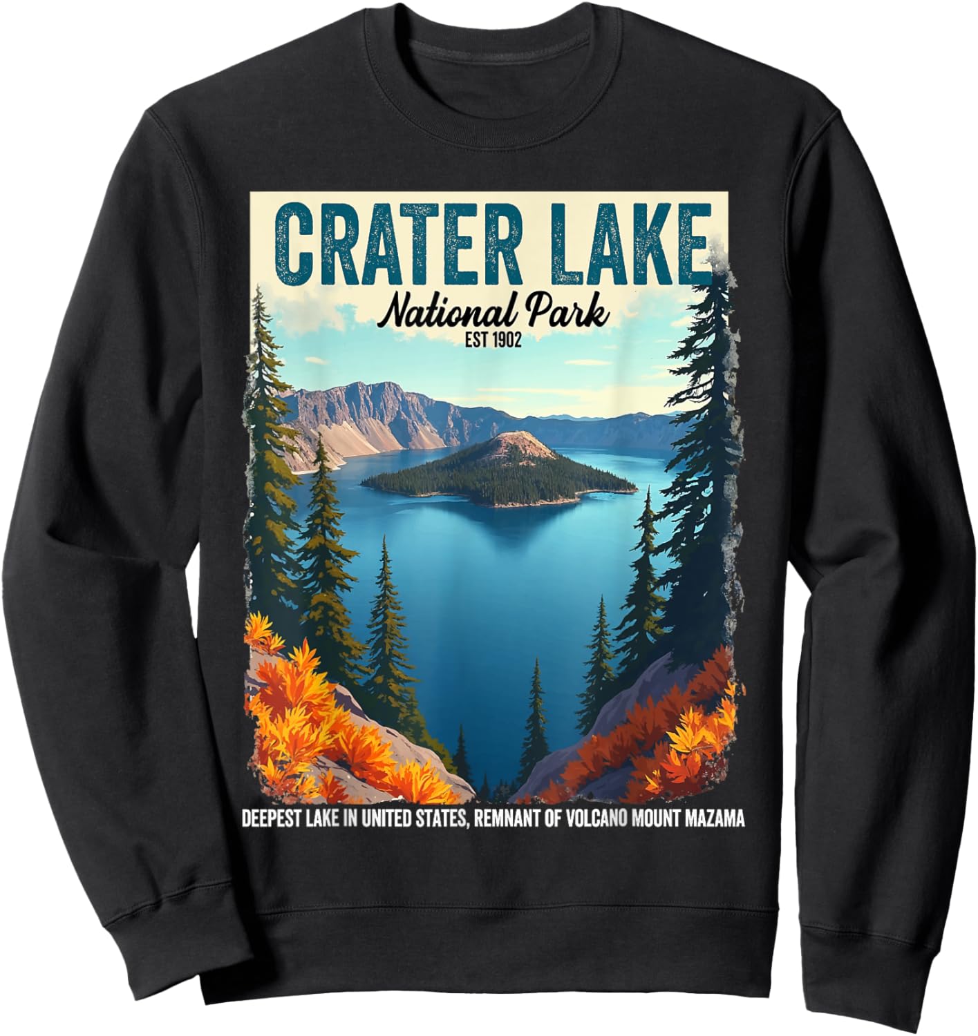 Crater Lake National Park Hiking Camping Hiker Camper Sweatshirt - Sweatshirt | Black