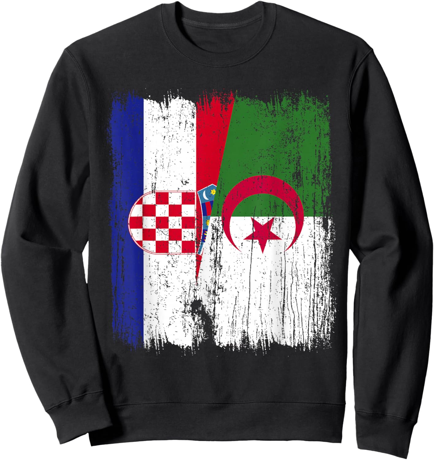 Croatie Algérie Demi Drapeau Croate Patrimoine Algérien Sweatshirt - Sweatshirt | Black