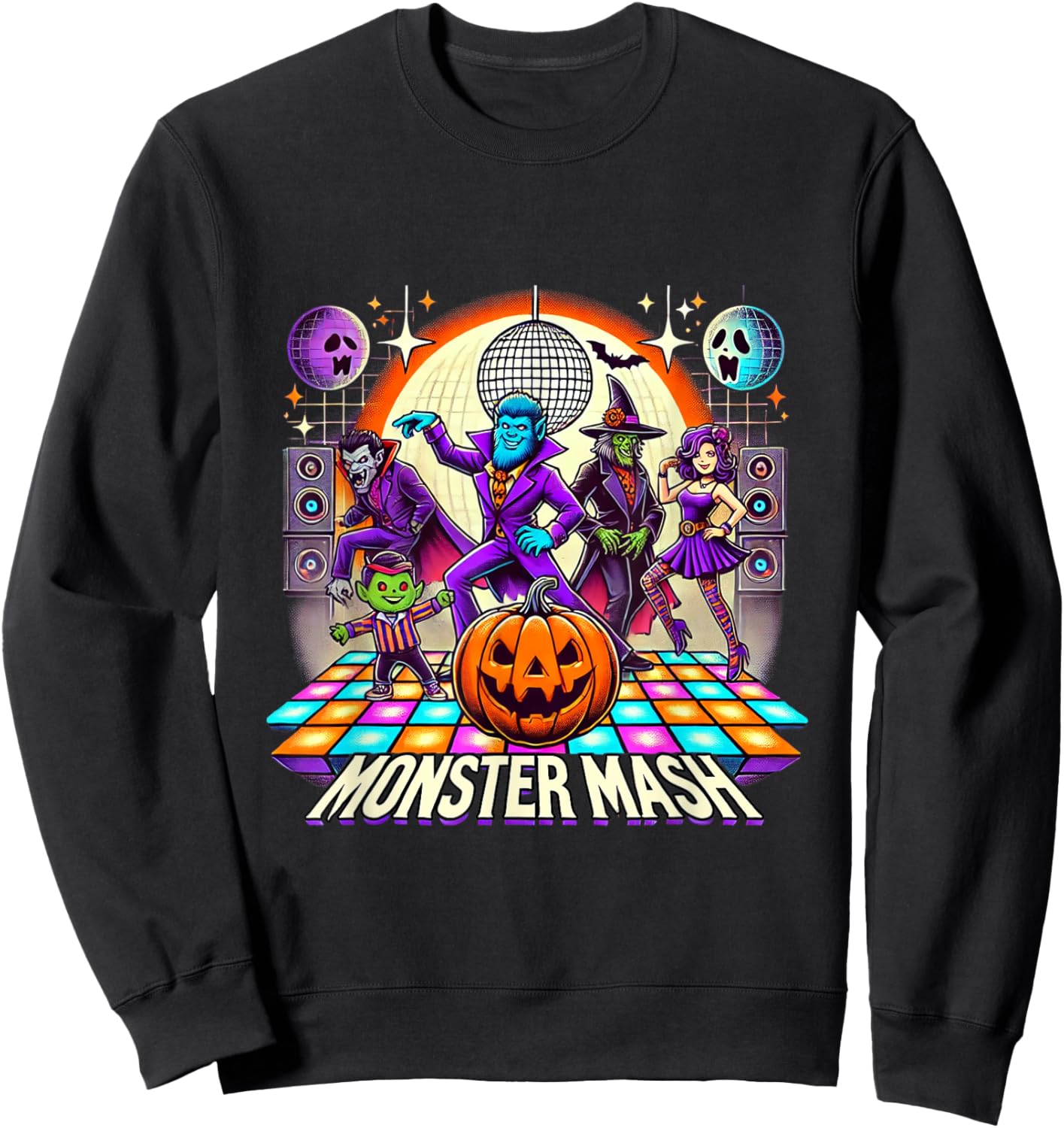 Monster Mash Vintage Ghost Halloween Funny Sweatshirt - Sweatshirt | Black
