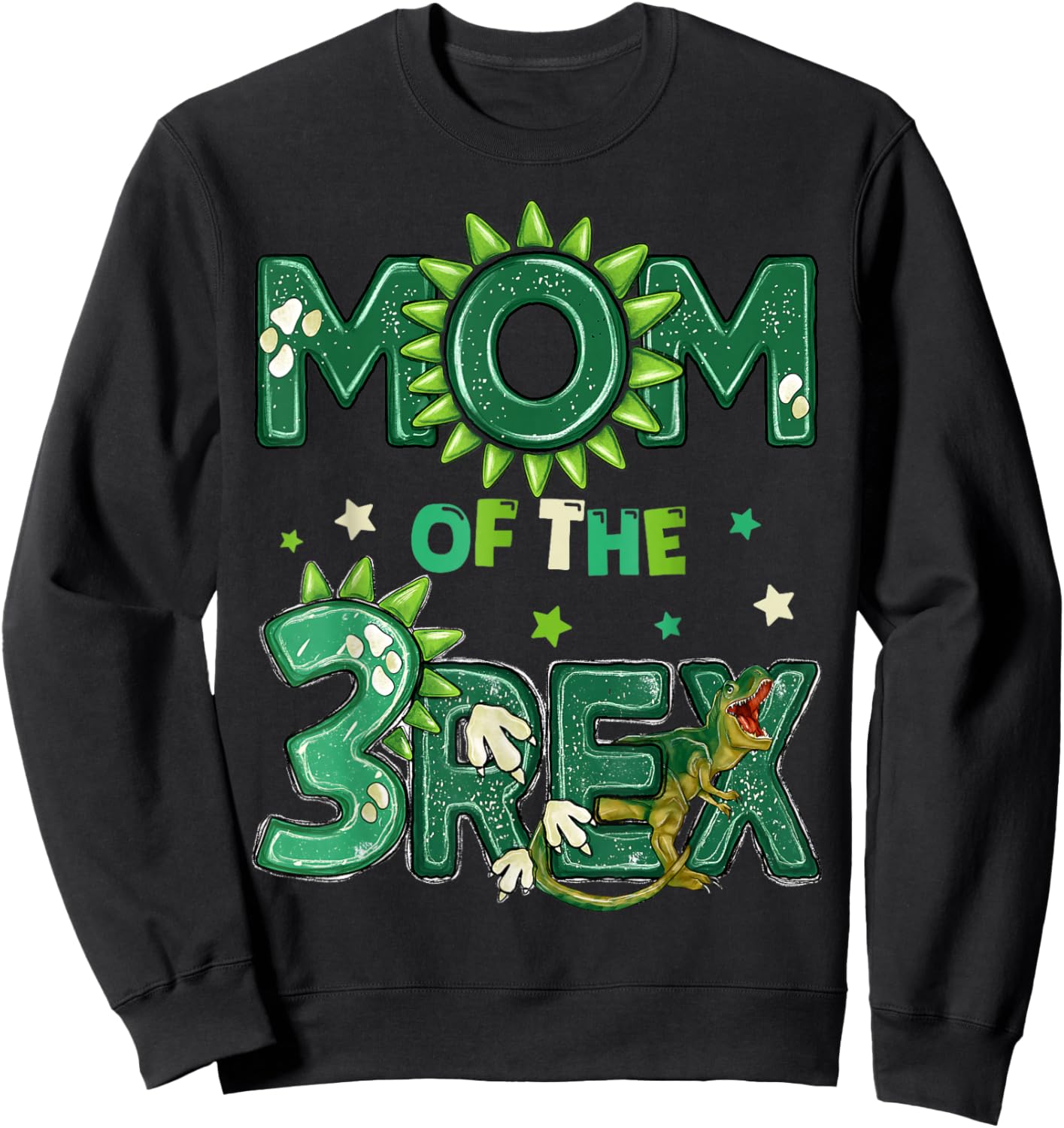 Mom of The Three Rex Birthday Dinosaur Family Matching Sweatshirt - Sweatshirt | Black