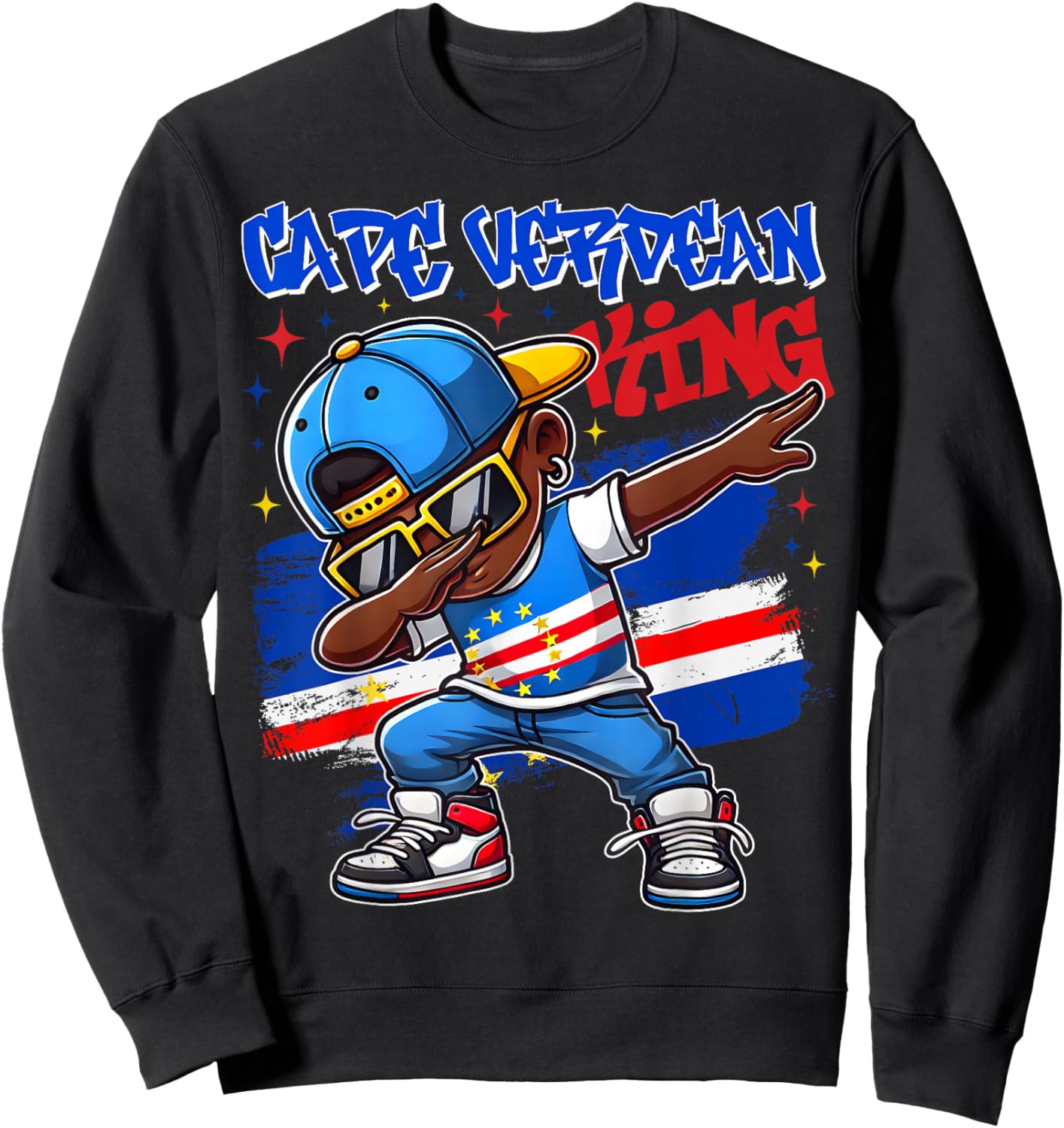 Cape Verdean King Dabbing Cape Verde Flag Pride for Kids Sweatshirt - Sweatshirt | Black