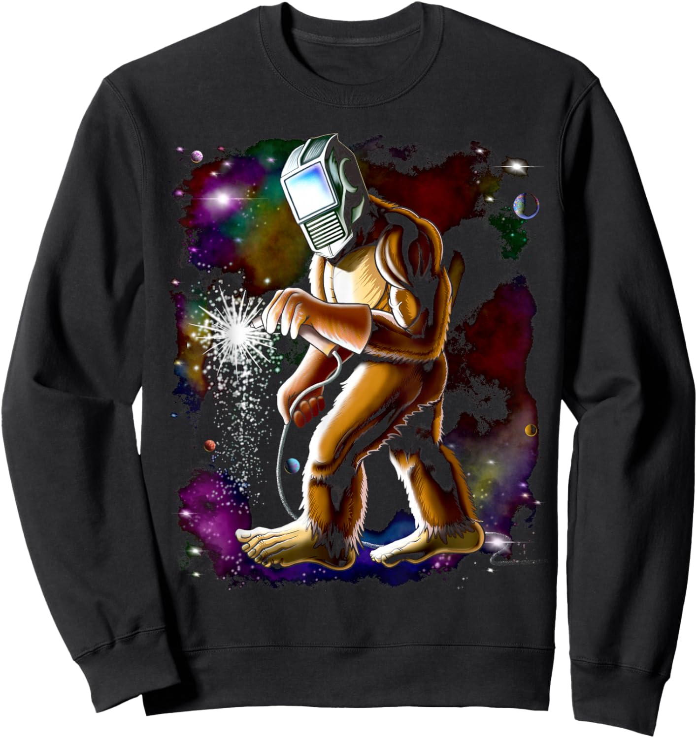 Bigfoot Welder Funny Sasquatch Welders Bigfoot Welding Sweatshirt - Sweatshirt | Black