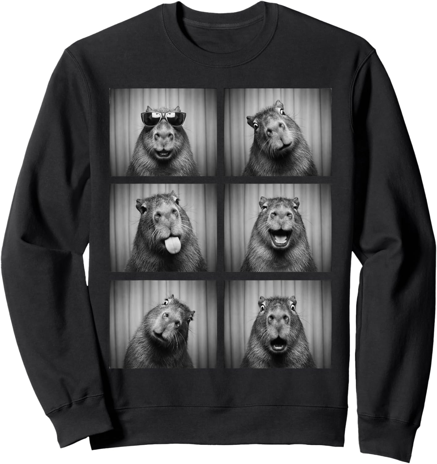 Capybara Photobooth Rodent Funny Animal Portrait Sweatshirt - Sweatshirt | Black
