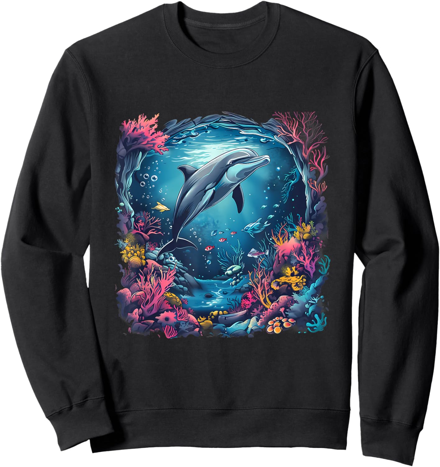 Sea Ocean Animal Art Dolphin Ocean Sea Animal Dolphin Lover Sweatshirt - Sweatshirt | Black