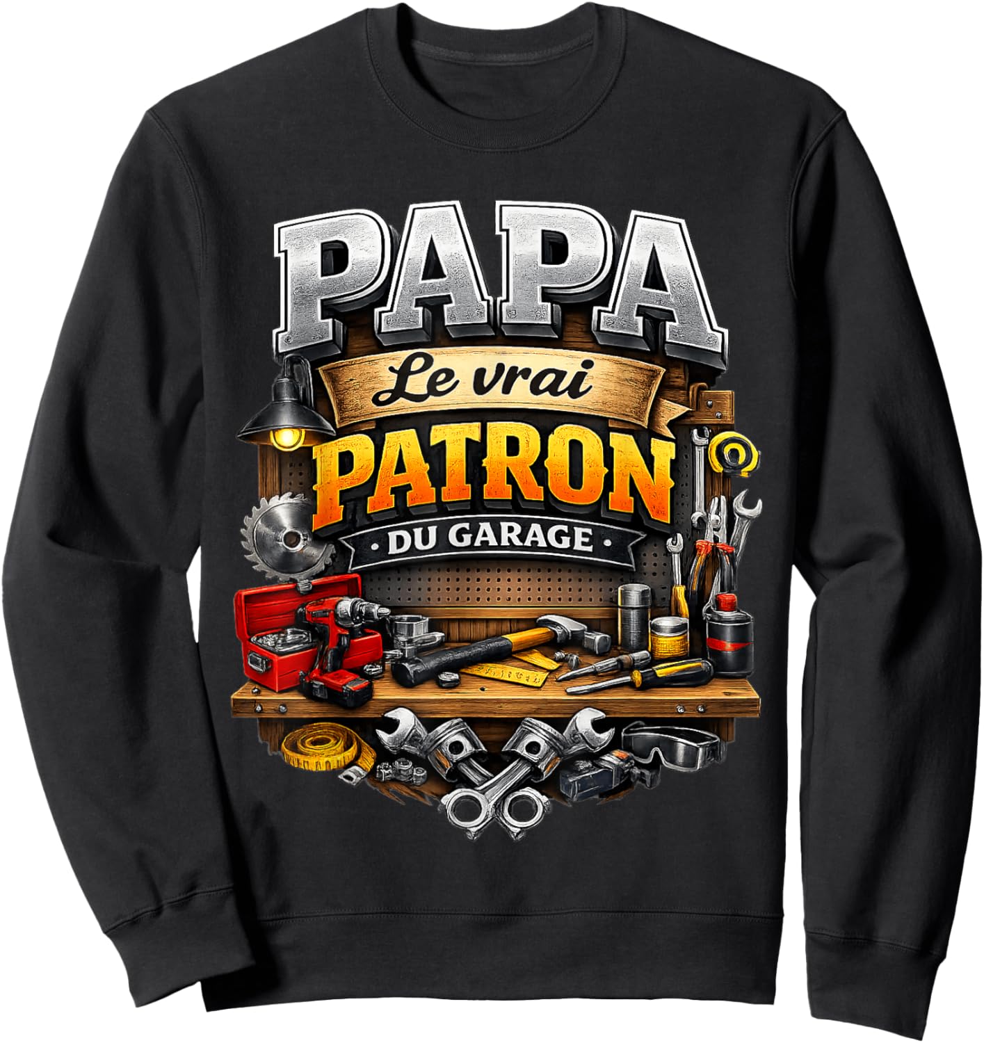 Cadeau Papa Bricoleur Bricolage Garage Fête des Pères Noël Sweatshirt - Sweatshirt | Black