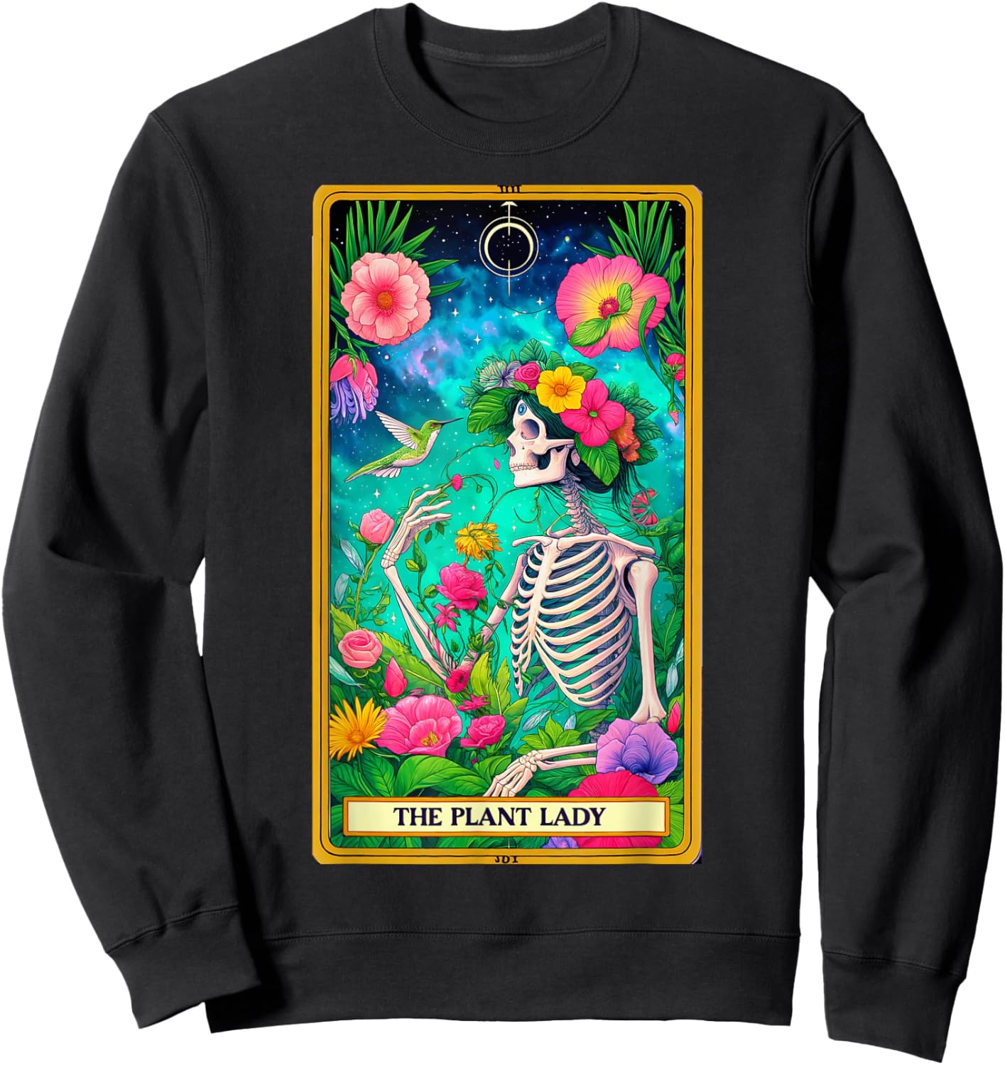 Plant Lady Tarot Card Skeleton Skelly Garden Gardener Women Sweatshirt - Sweatshirt | Black