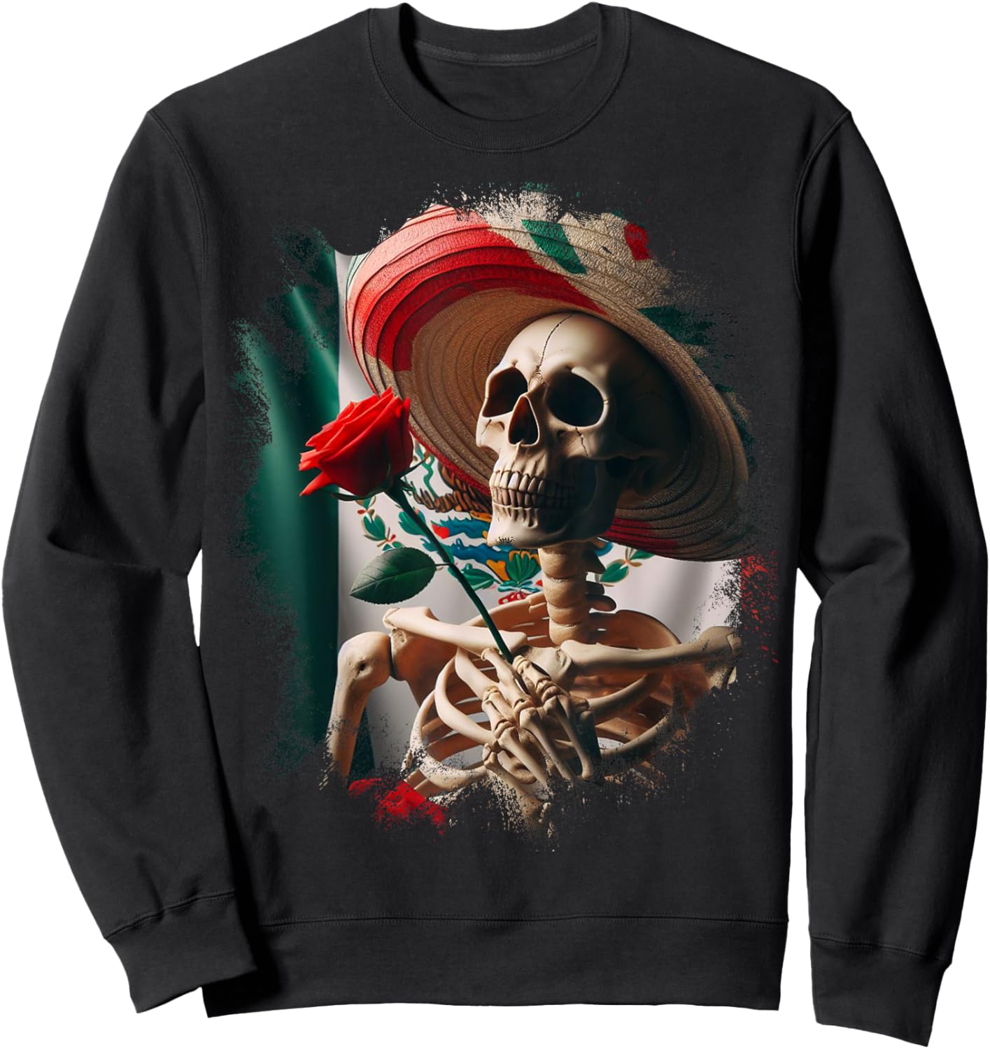Mexico Gift Rose Tijuana Mexican Hispanic Pride Poncho Sweatshirt - Sweatshirt | Black