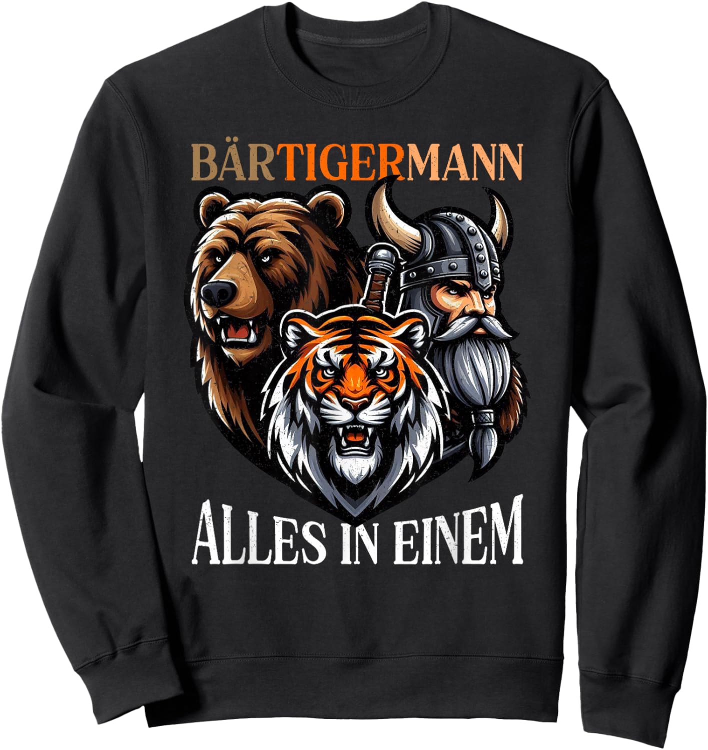 Wikinger Bärtigermann Vollbart Spruch Lustiges Humor Bart Sweatshirt - Sweatshirt | Black