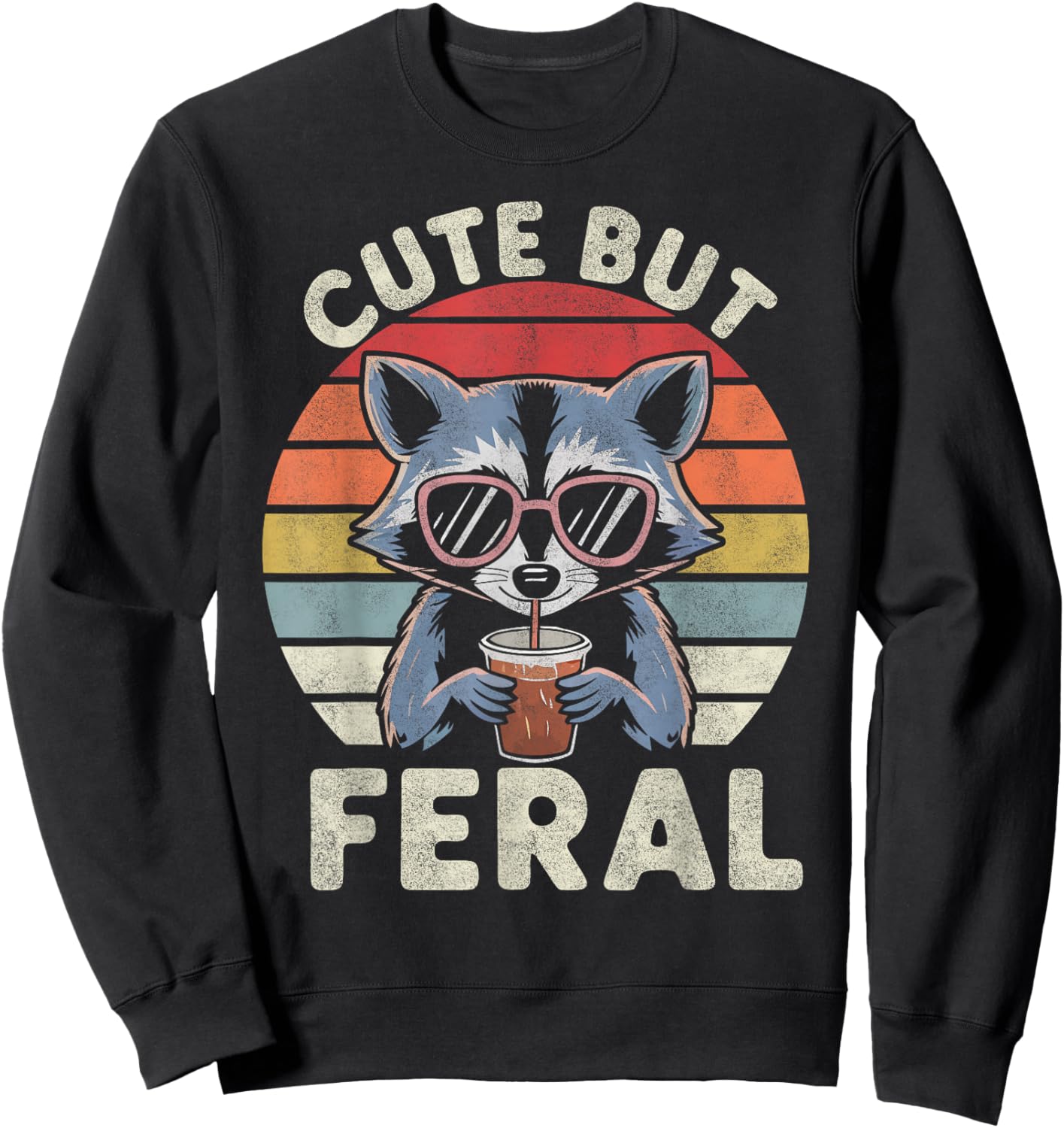 Cute But Feral Funny Racoon Sunglasses for Toddler Boys Kids Sweatshirt - Sweatshirt | Black