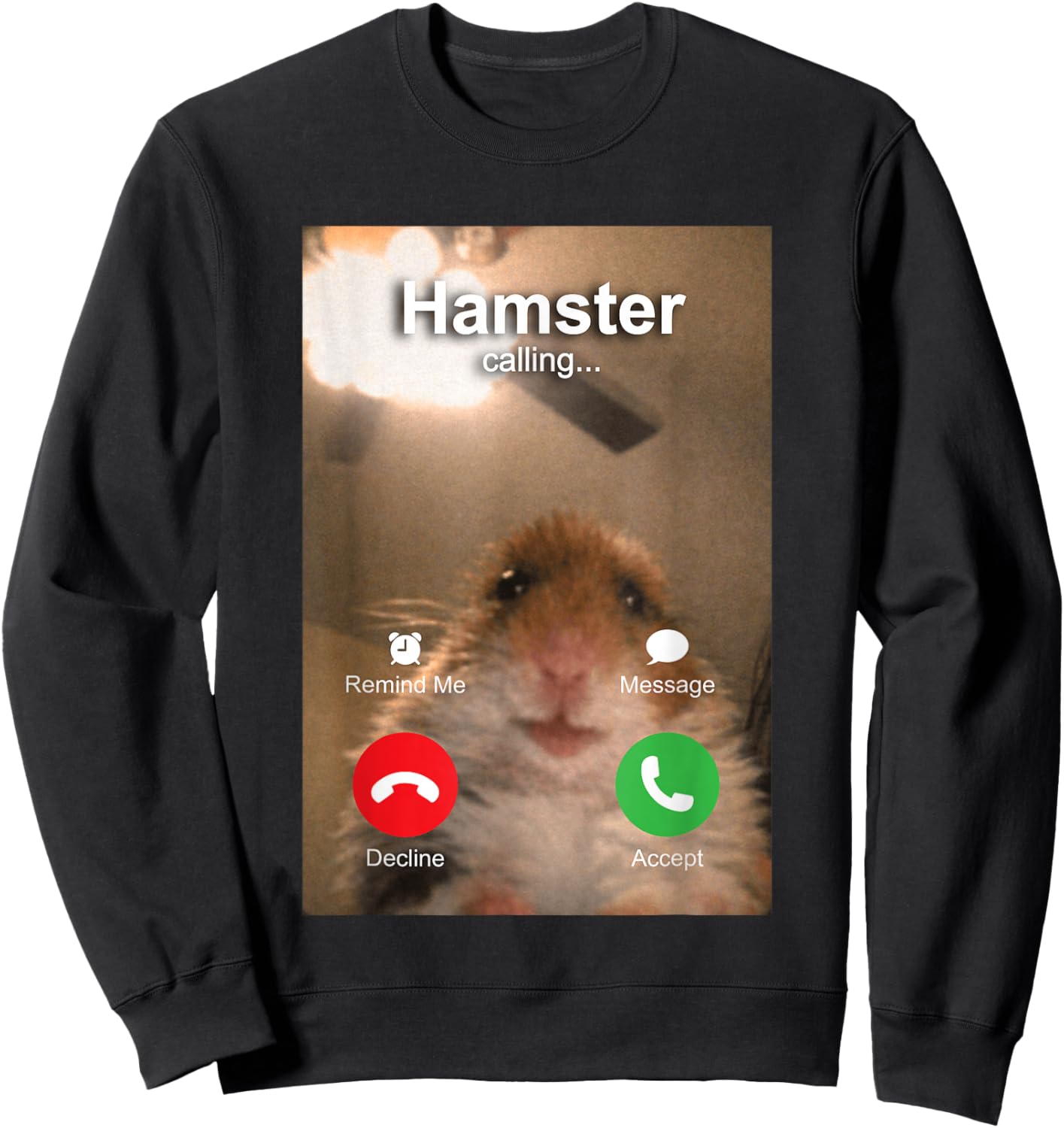 Dank Meme Hamster Staring Front Camera Hamster Calling Sweatshirt - Sweatshirt | Black
