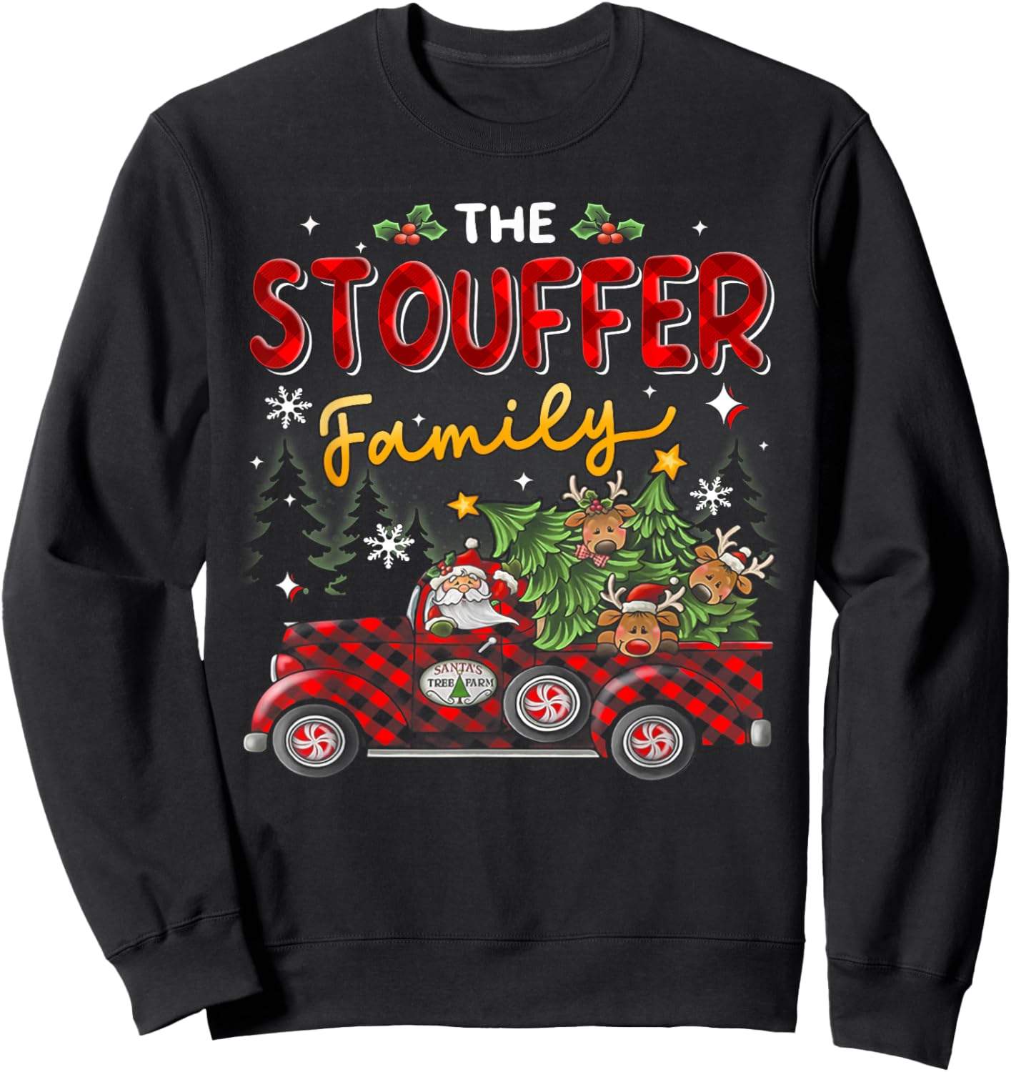 The Stouffer Family Christmas Matching Pajamas Group Gift Sweatshirt - Sweatshirt | Black