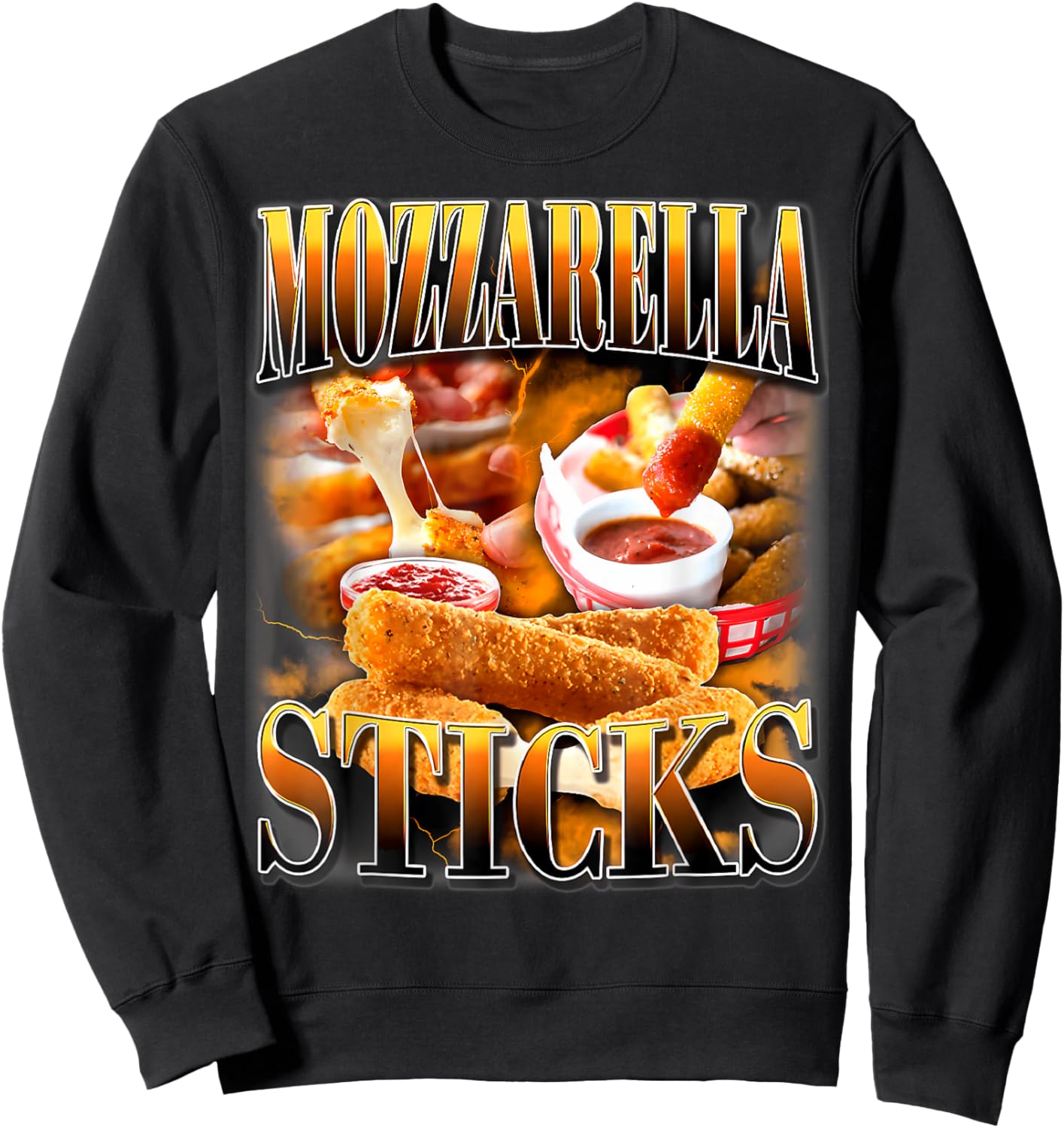 Mozzarella Cheese Sticks Bootleg Rap CD Aesthetic Funny Meme Sweatshirt - Sweatshirt | Black