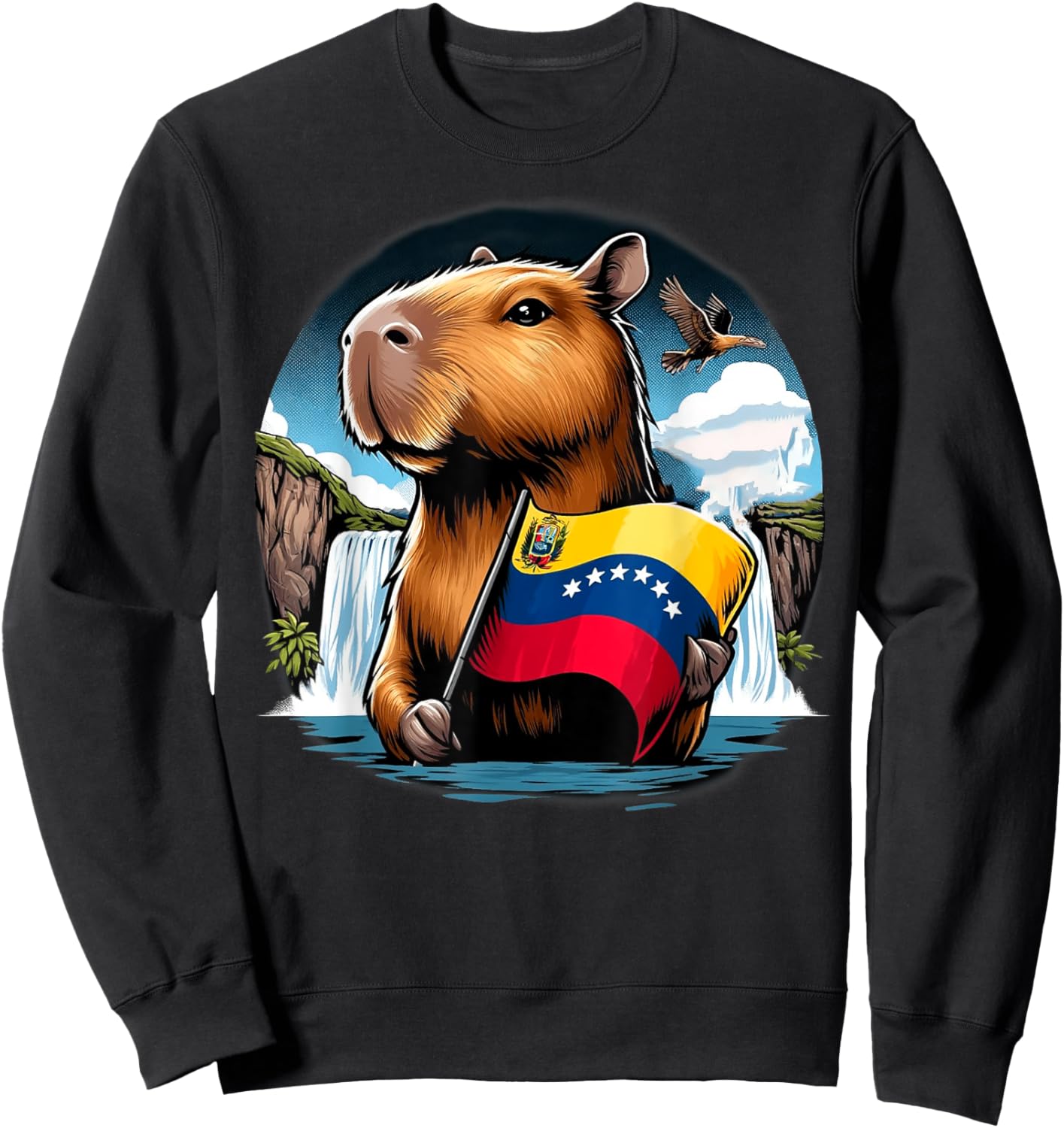 Capybara Venezuela Flag Animal Independence Show Outfit Sweatshirt - Sweatshirt | Black