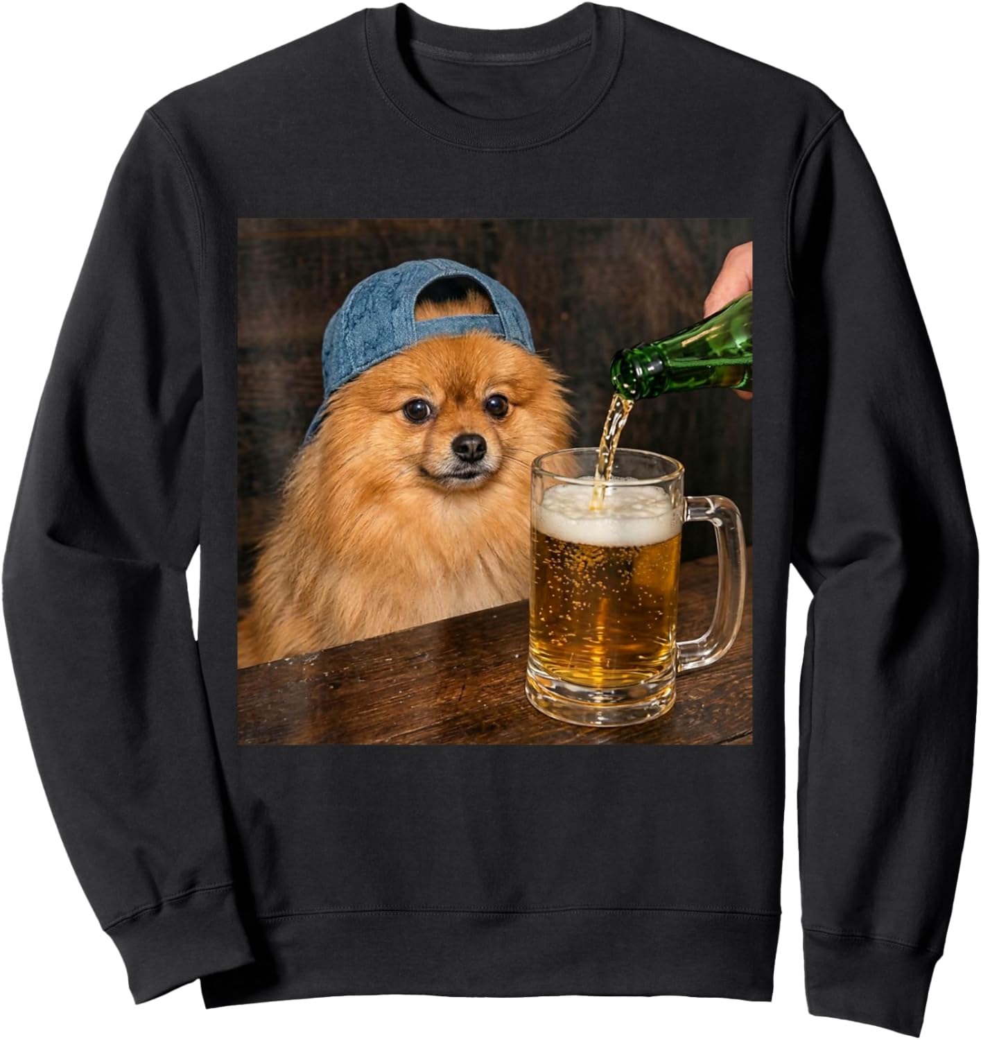 Poméranian Boire de la bière Drôle Chien de Poméranie Meme Sweatshirt - Sweatshirt | Black