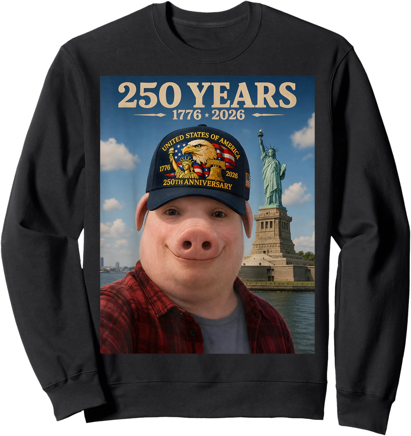 John Pork Brainrot 250 Years American 250th Anniversary USA Sweatshirt - Sweatshirt | Black