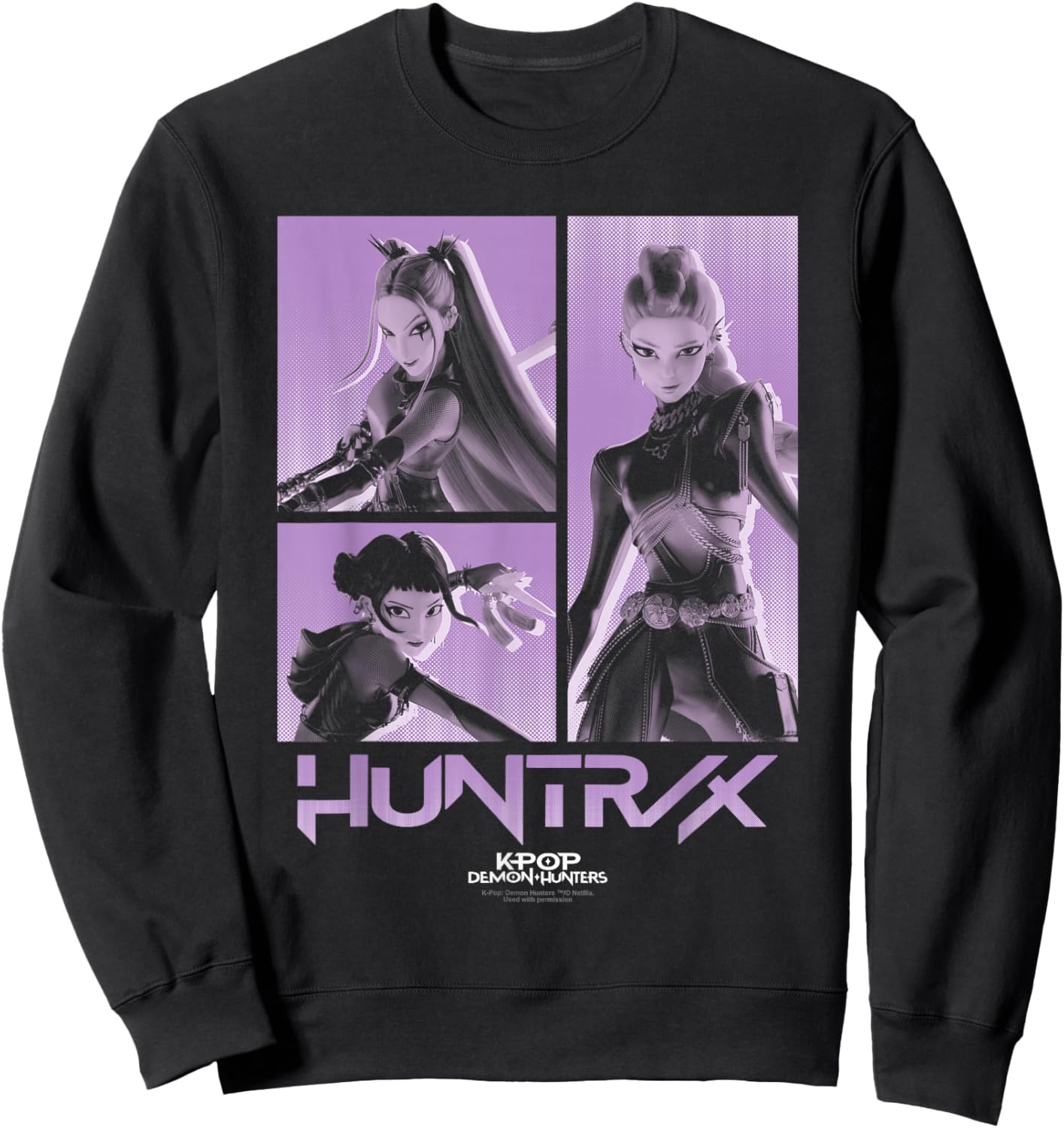 Kpop Demon Hunters Huntrix Grid Officially Licensed Sweatshirt - Sweatshirt | Black