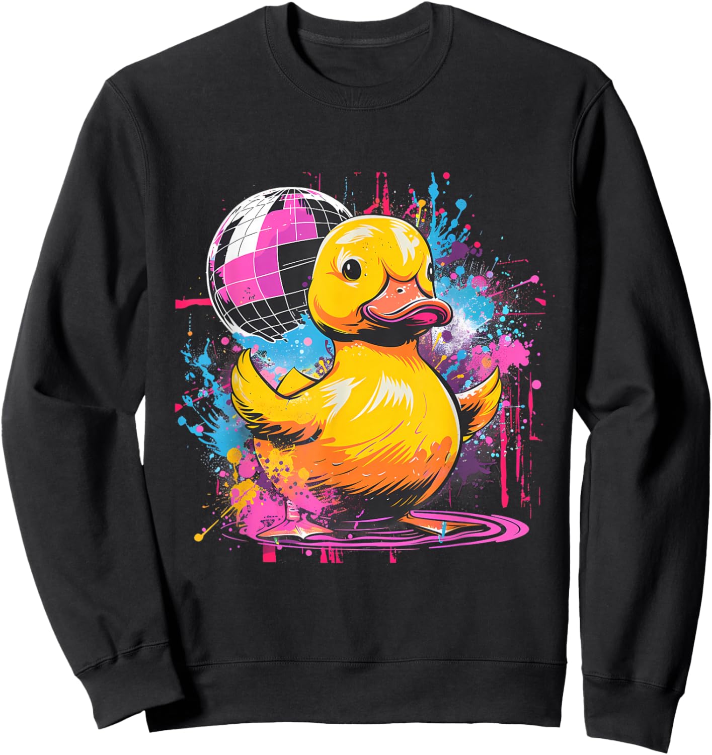 Rubber Duck Disco Rubber Duckie Watercolor Rubber Duckling Sweatshirt - Sweatshirt | Black