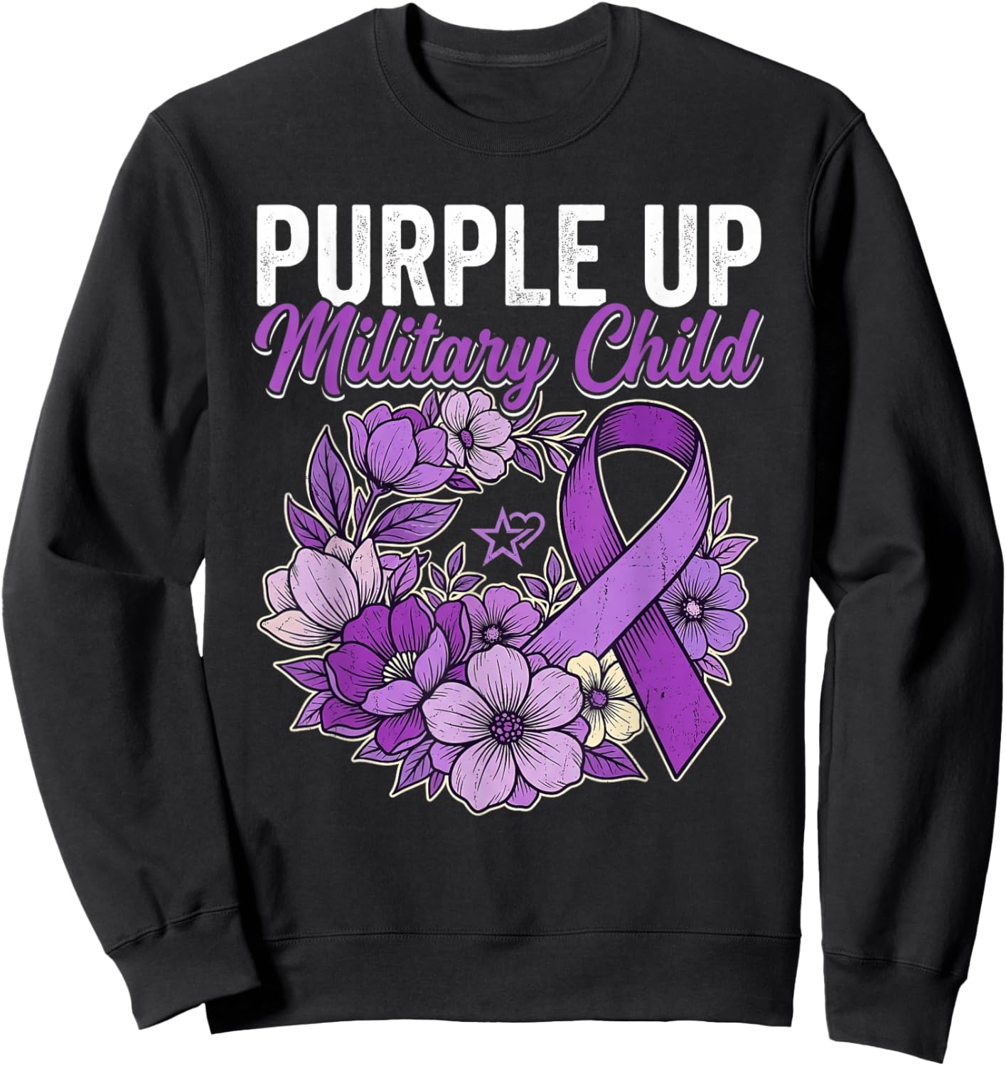 Month of The Military Child Purple up for Military Sweatshirt - Sweatshirt | Black