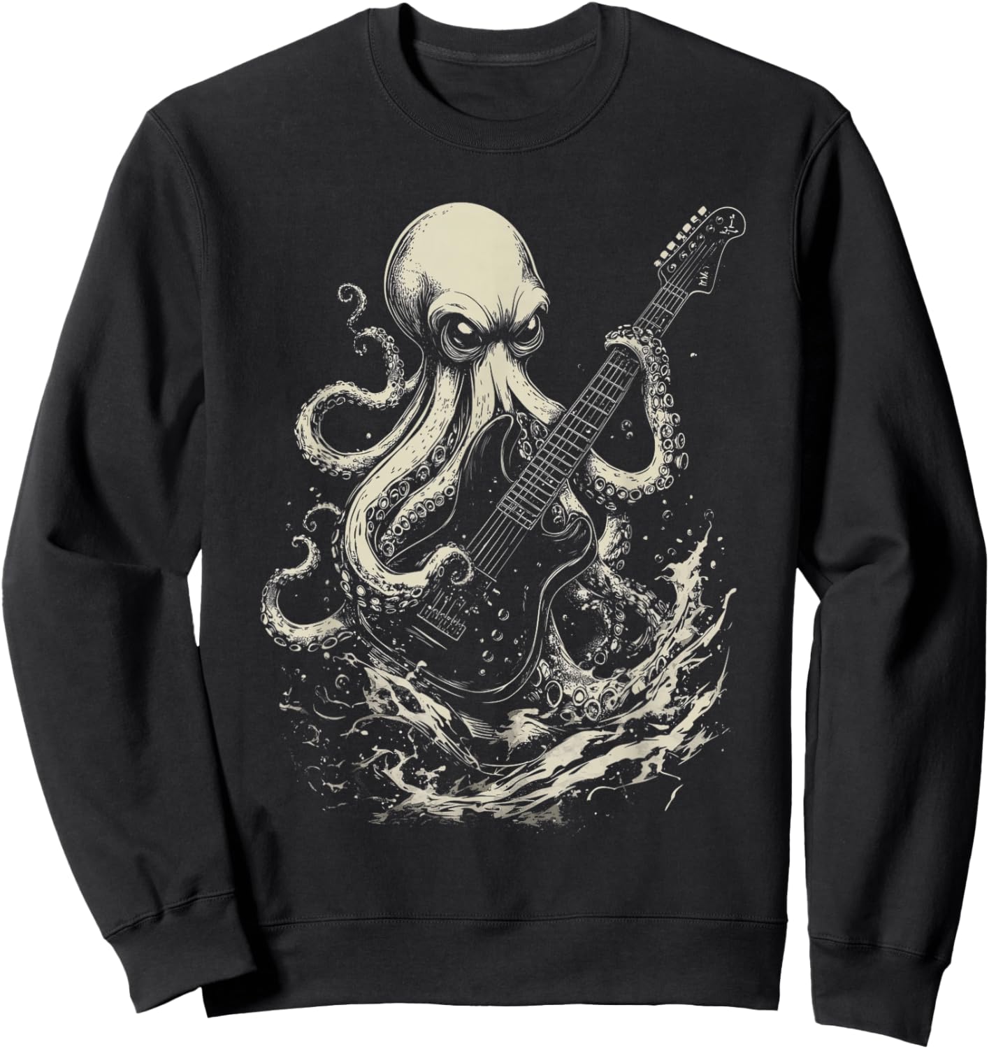 Guitar Player Octopus Heavy Metal Head Funny Guitarist Sweatshirt - Sweatshirt | Black